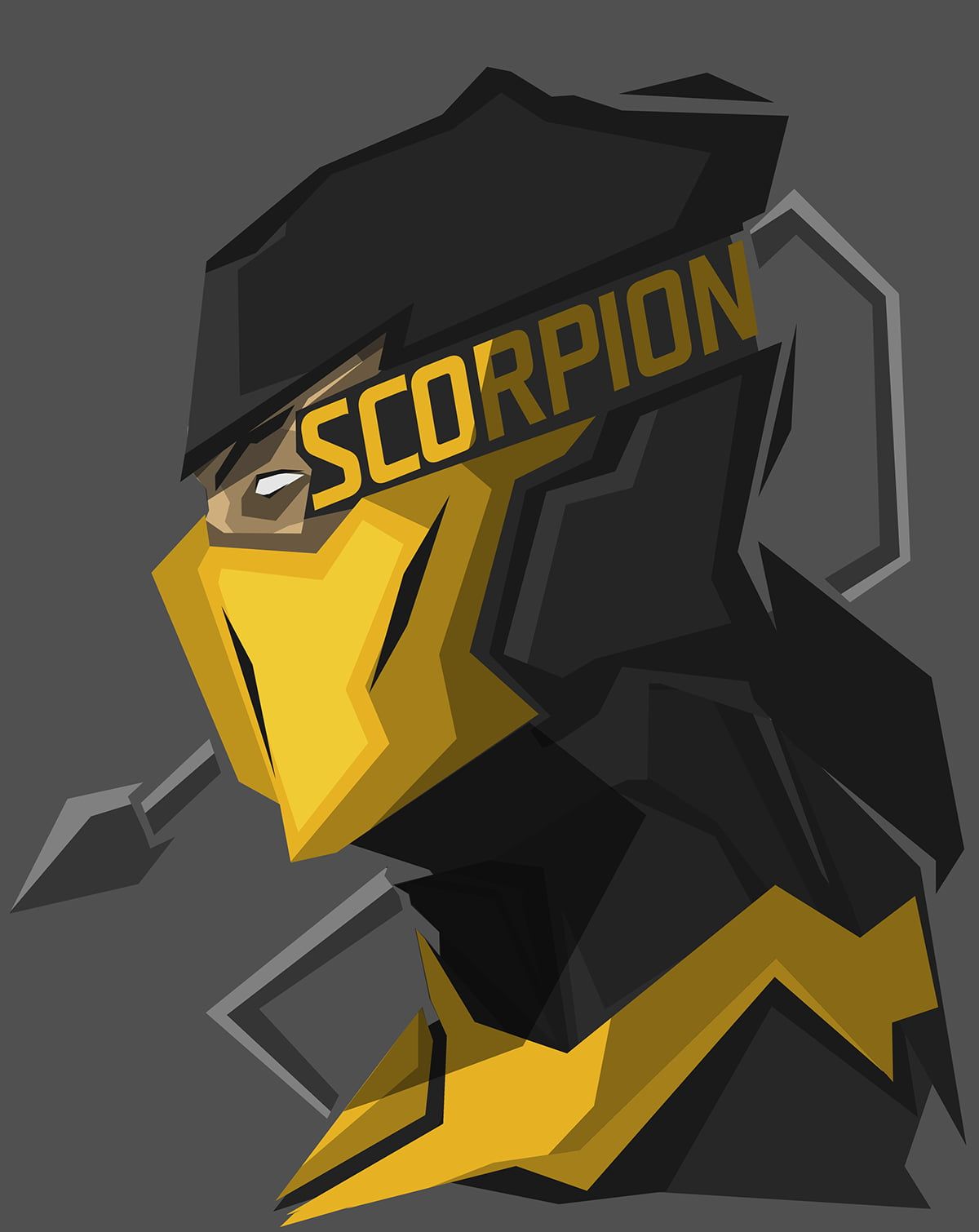 Mortal Kombat Scorpion, Scorpion (character), Mortal Kombat, gray