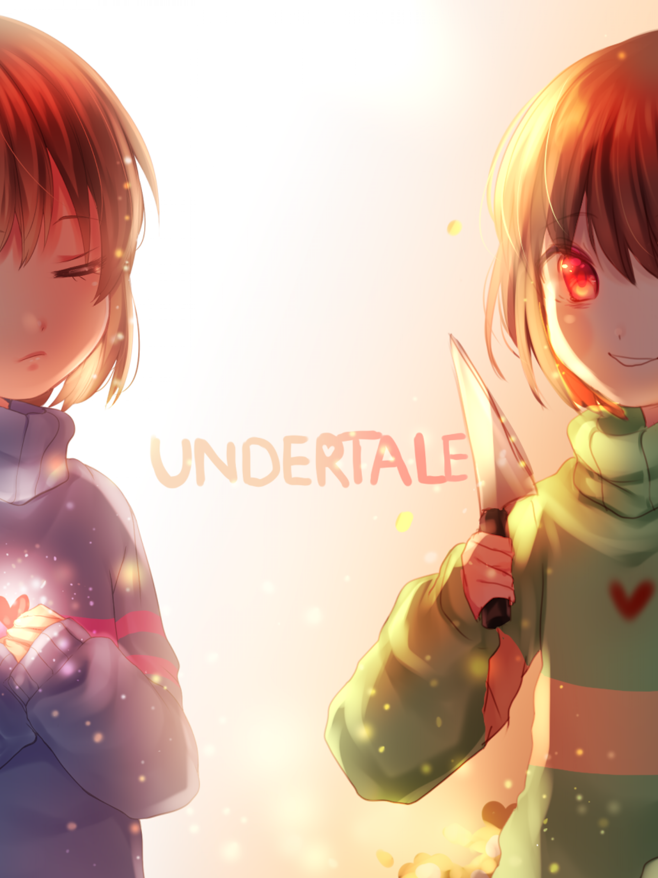 Download 2095x2793 Undertale, Frisk, Chara, Anime Style Wallpaper