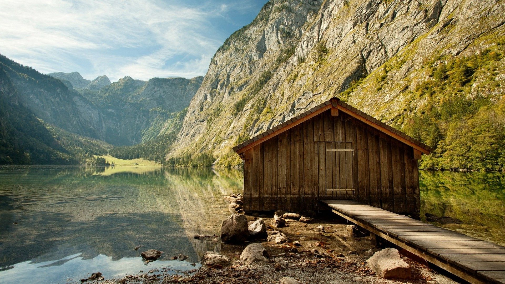 nature, Mountain, Lake, Cabin, Canada Wallpaper HD / Desktop