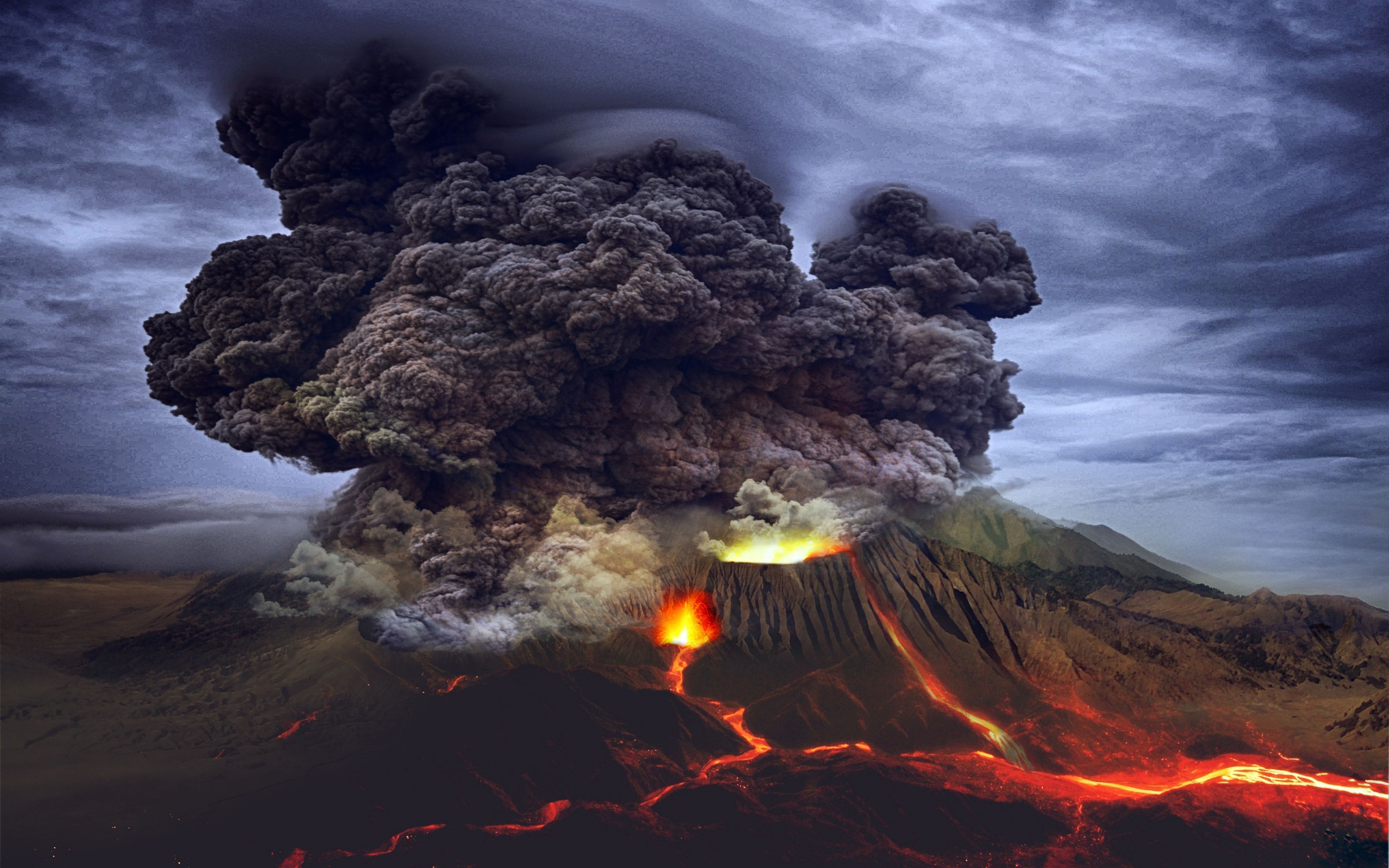 Download 3840x2400 wallpaper eruption, volcano, clouds, 4k, ultra
