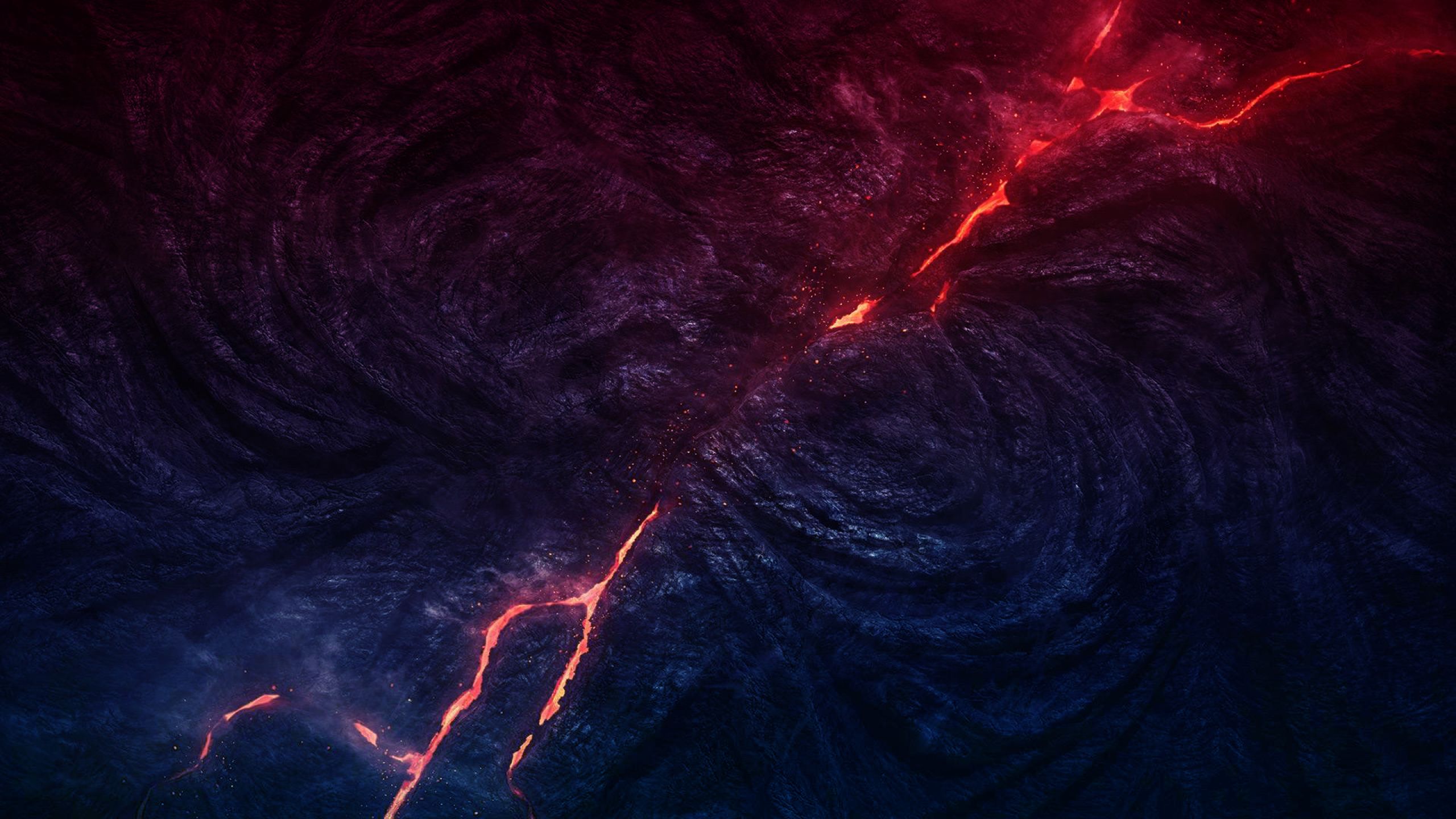 Lava Volcano Creak 1440P Resolution Wallpaper, HD Nature