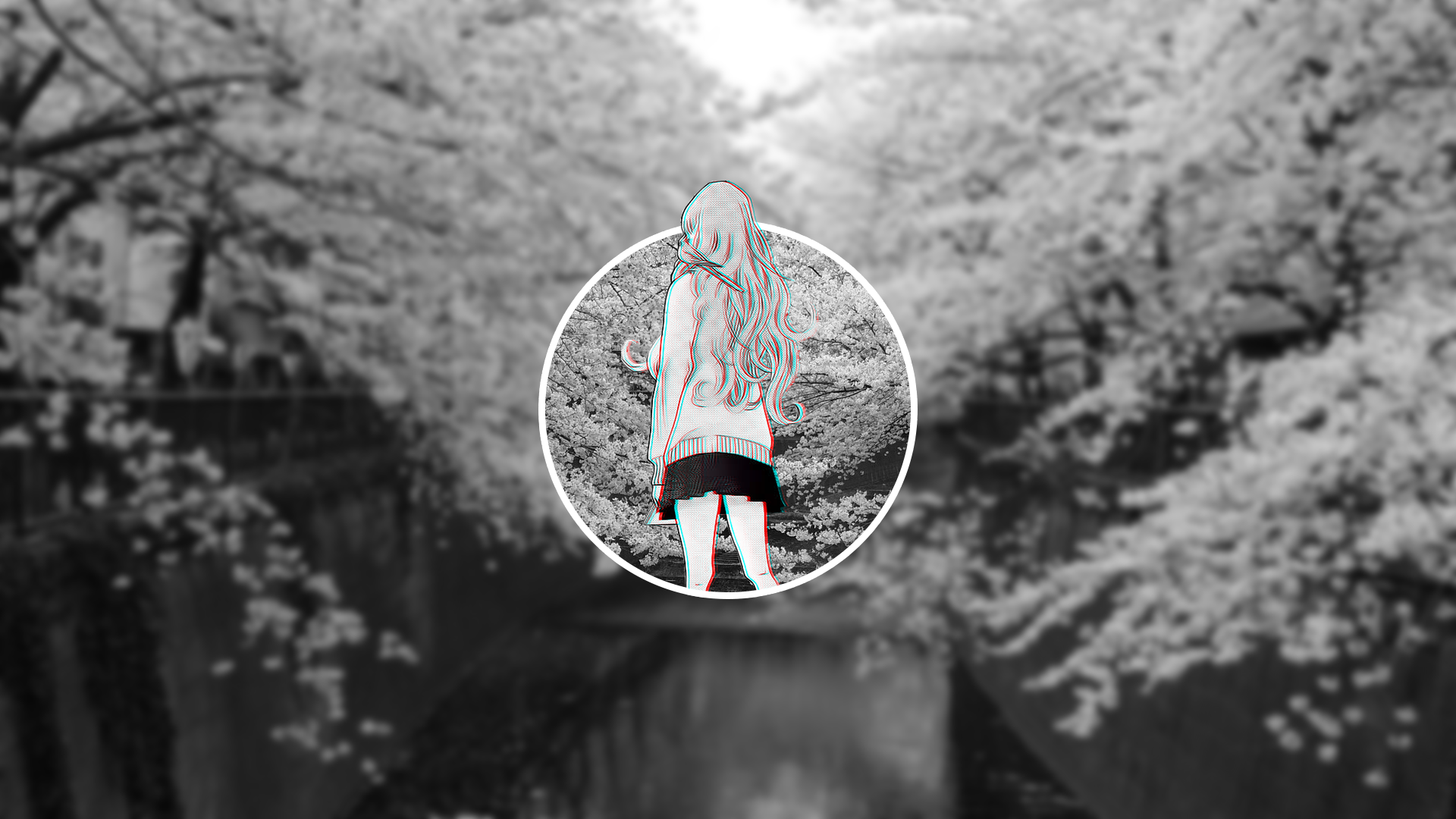 nature, #glitch art, #monochrome, #anime, #blurred, #anime girls