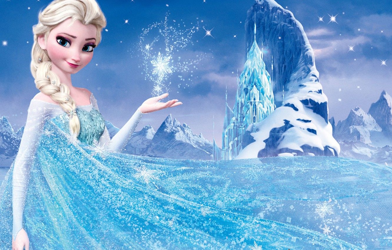 Wallpaper snow, mountains, star, ice, Frozen, Queen, Queen, snowflake, Walt Disney, animation, Walt Disney, Elsa, Elsa, Cold Heart, ice castle image for desktop, section фильмы