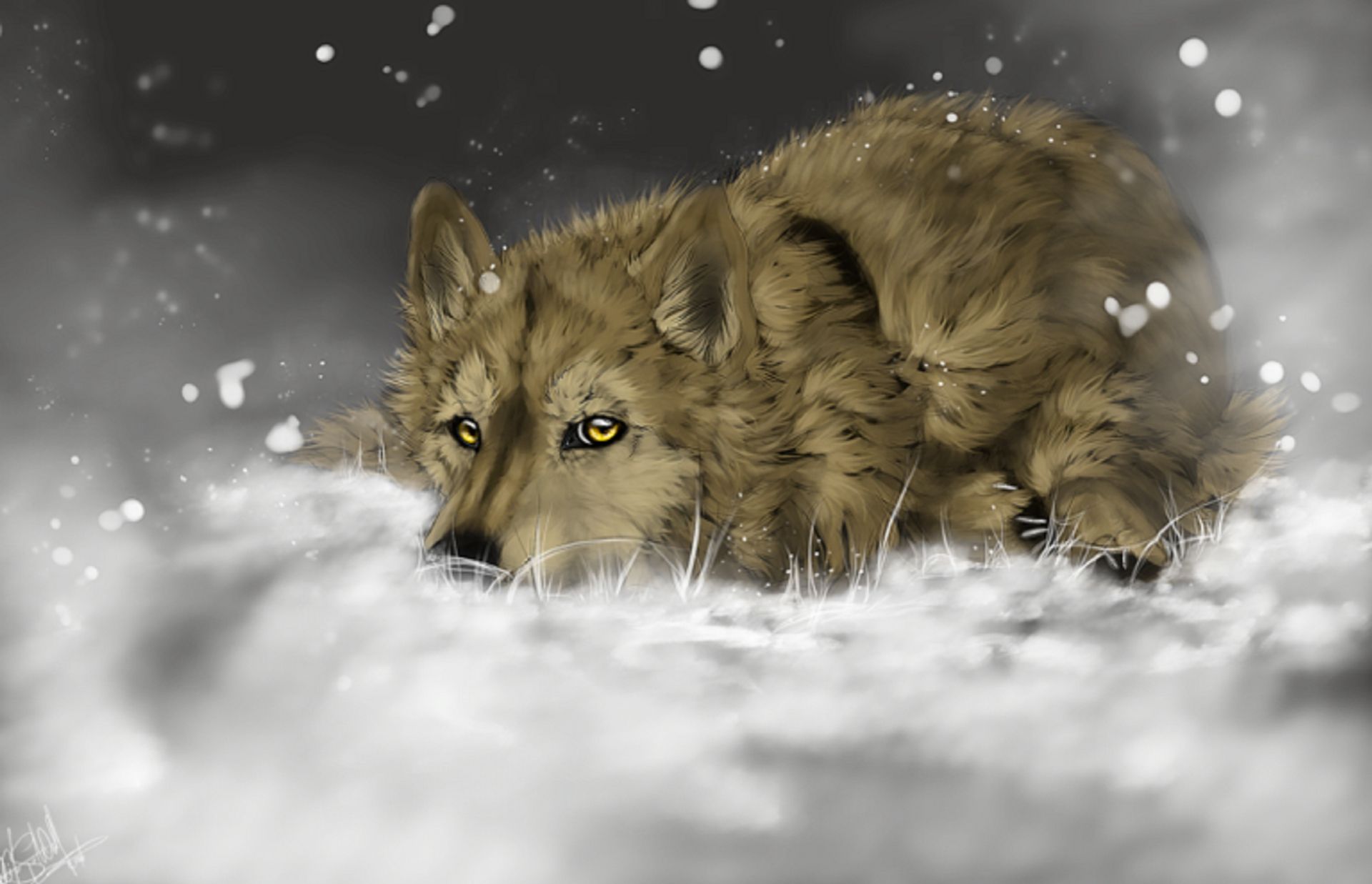 painted, animals, painting, snow, wolves, wolf wallpaper