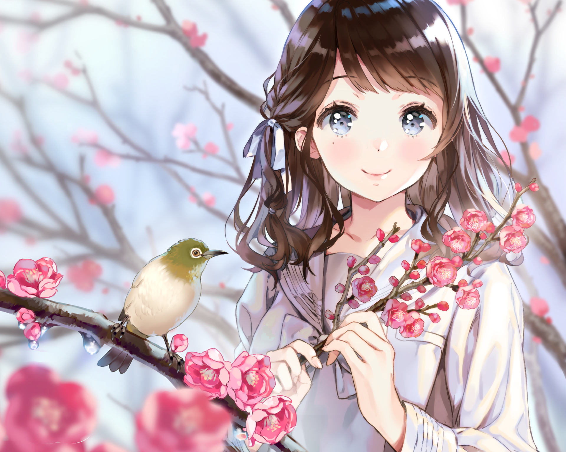 #brunette, #birds, #original characters, #artwork, #long