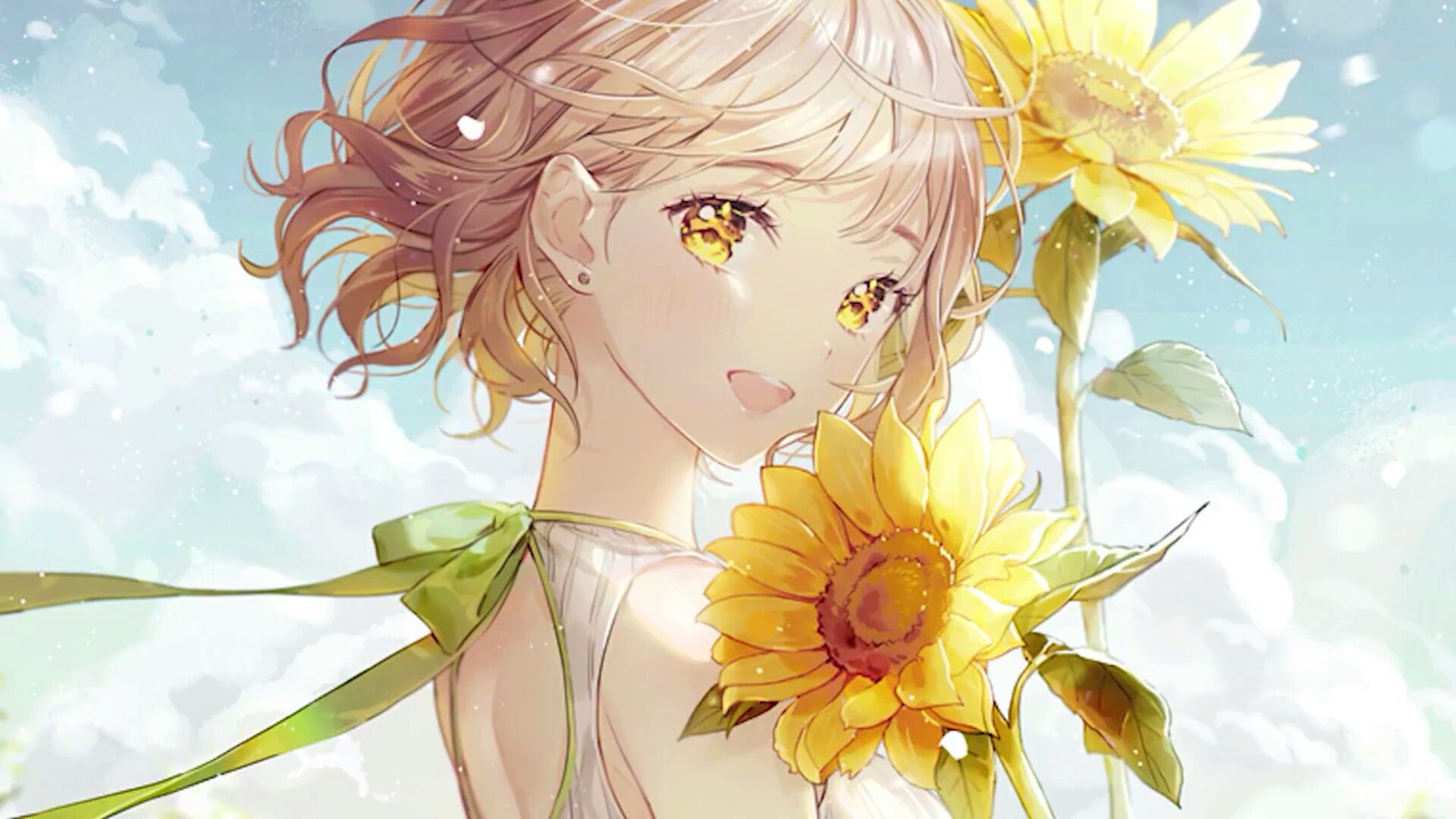 Landscape Portrait Anime Girl Flowers