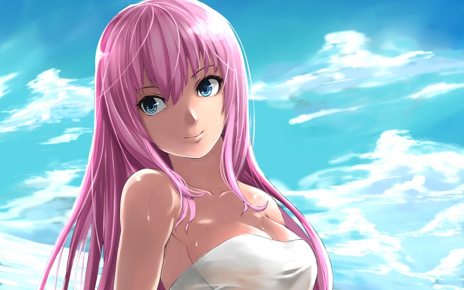 Lexica - Anime style painting of side view girl smiling with open mouth,  eyes closed