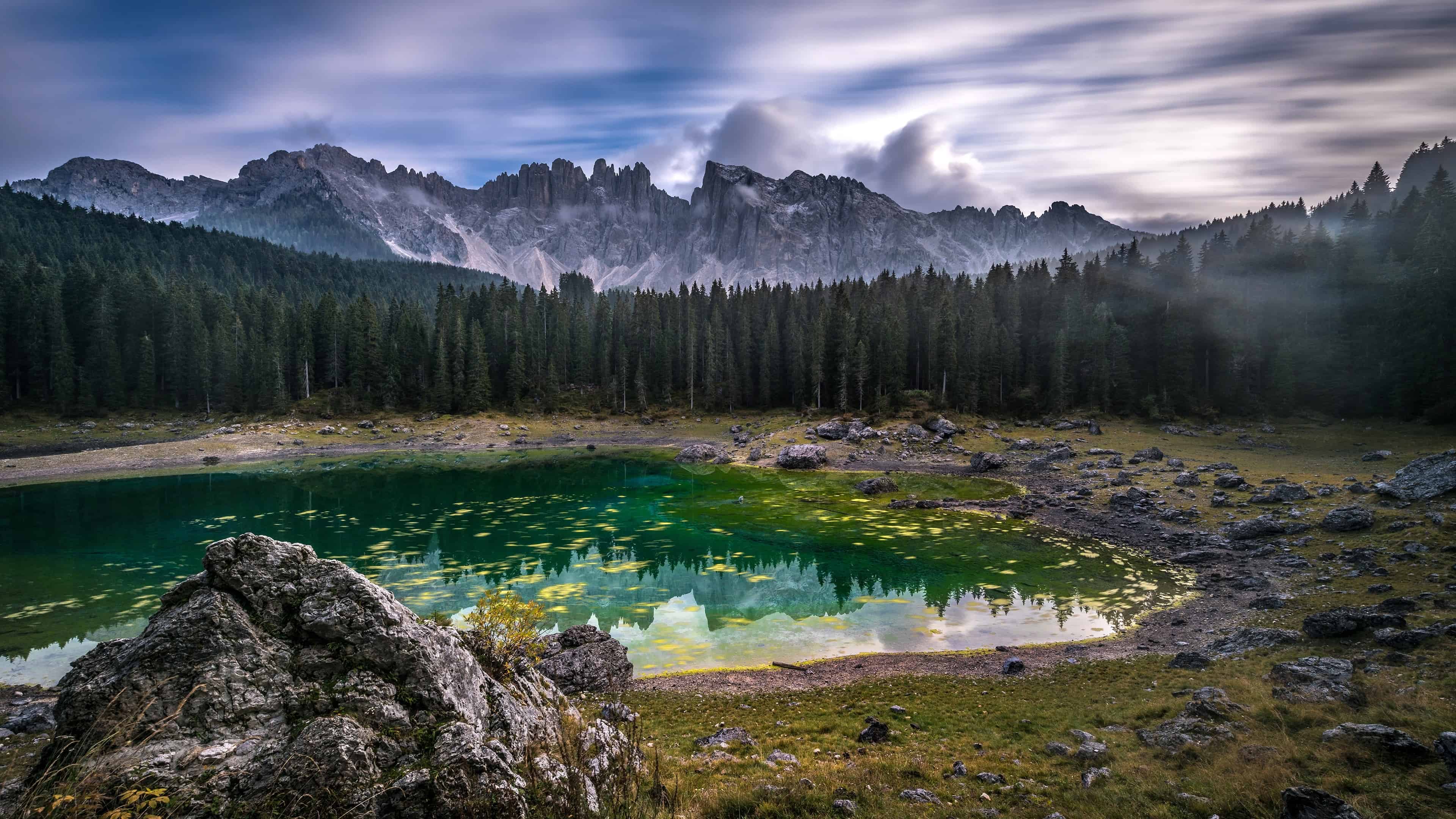 Lake Of Carezza Val D Ega Valley Italy UHD 4K Wallpaper