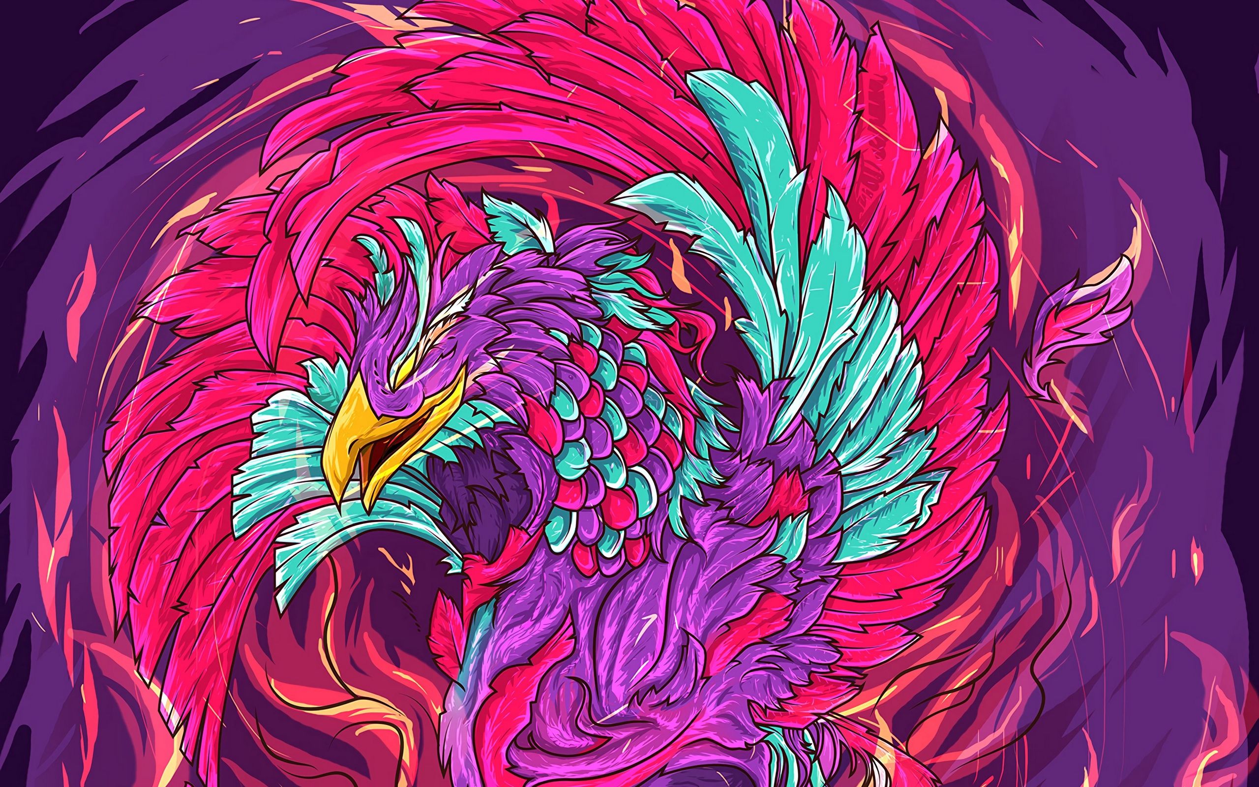 Download wallpaper 2560x1600 phoenix, bird, art, colorful, bright