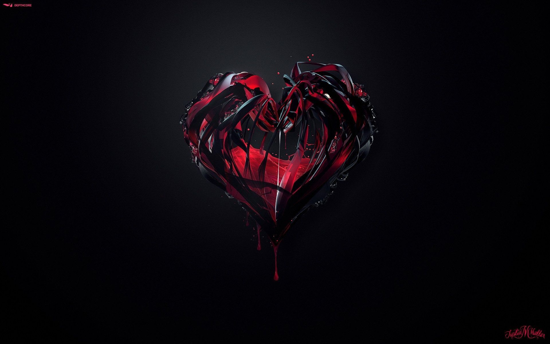 Red heart in 1920x1200 resolution Desktop Wallpaper. Broken
