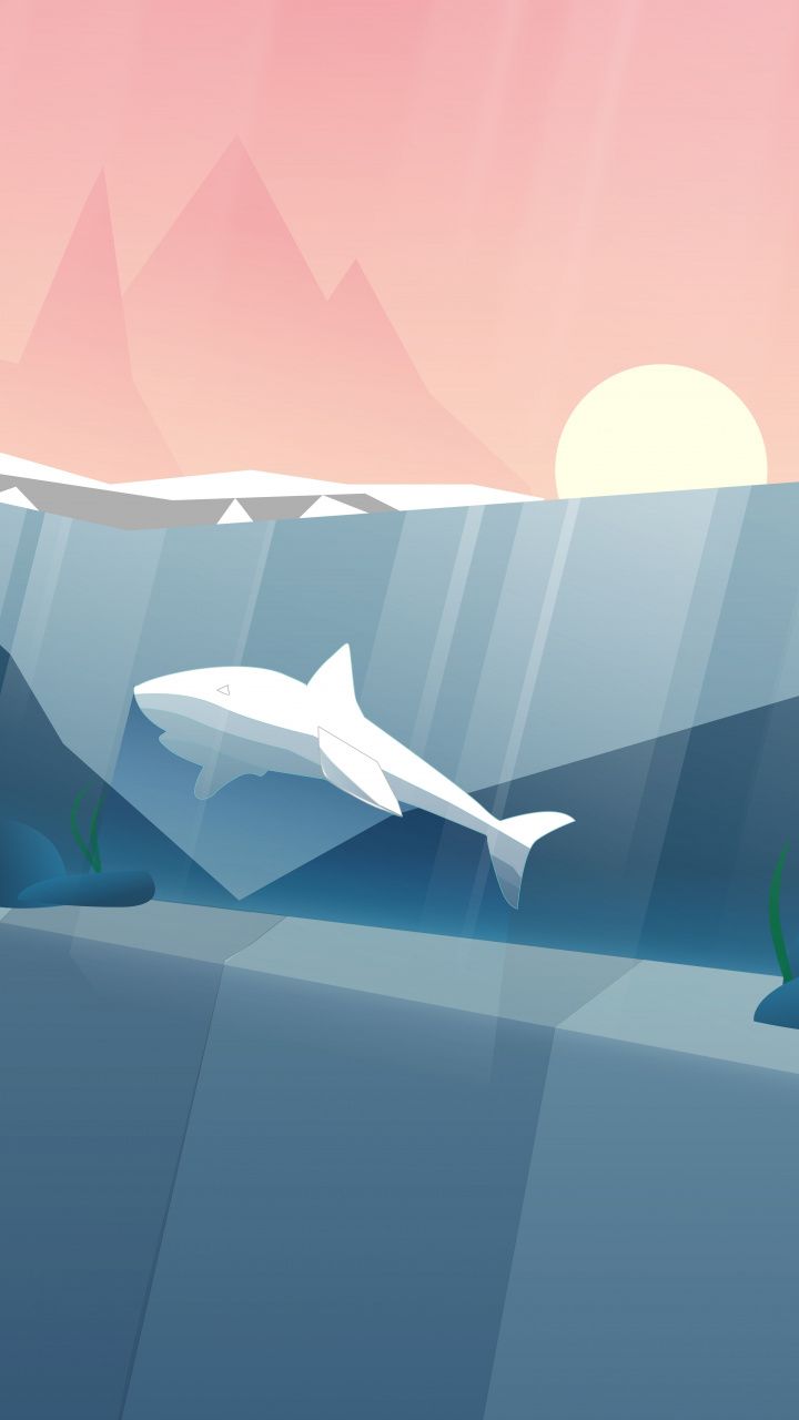 Underwater, fish, shark, digital art, 720x1280 wallpaper. iPhone background wallpaper, Minimal wallpaper, Wallpaper