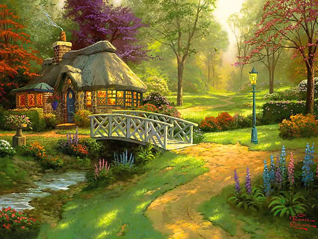 Computer English Country Cottage Wallpaper