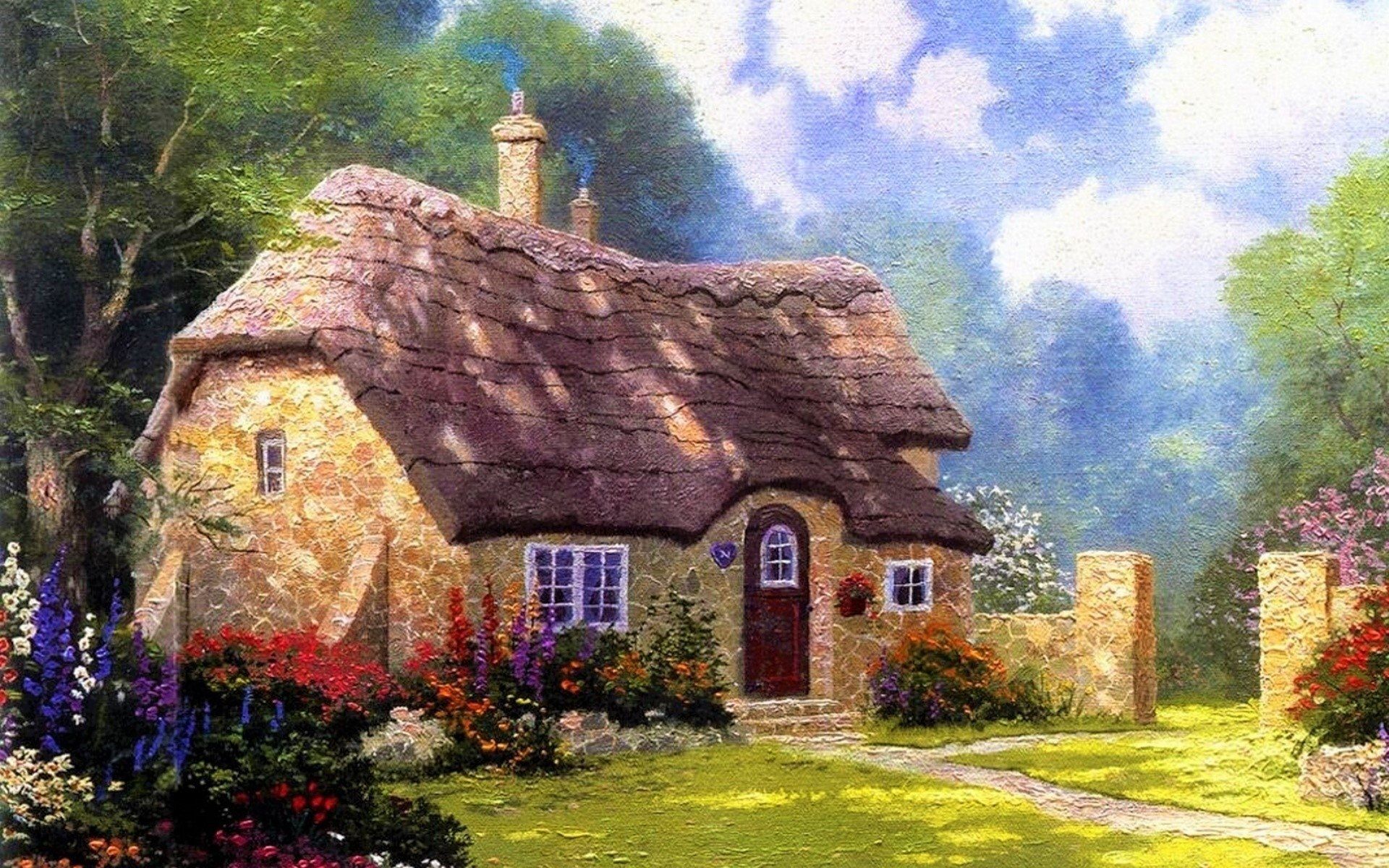 Country Cottage HD Wallpaper