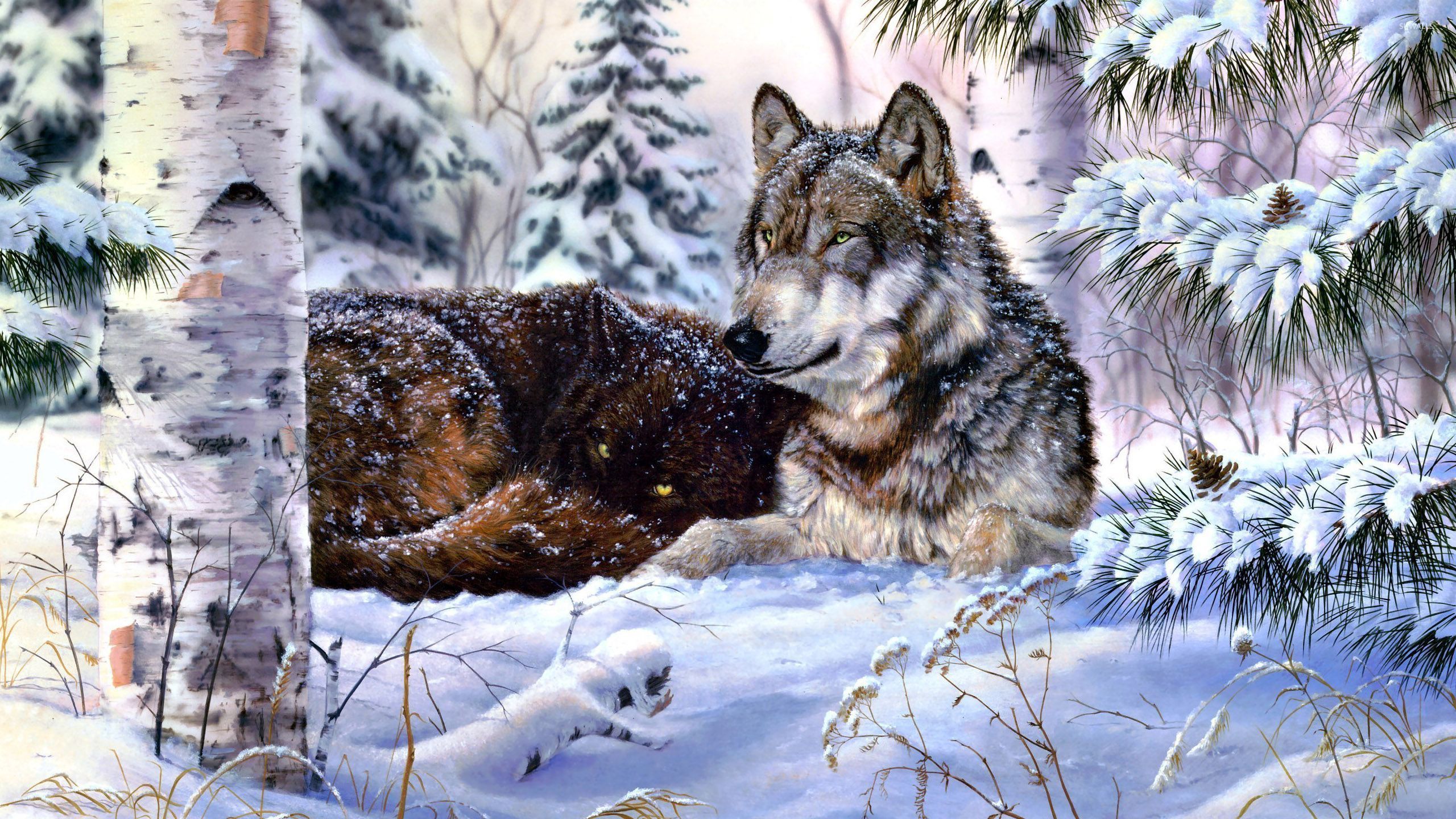 Wolf in snow wallpaper Art wallpaper