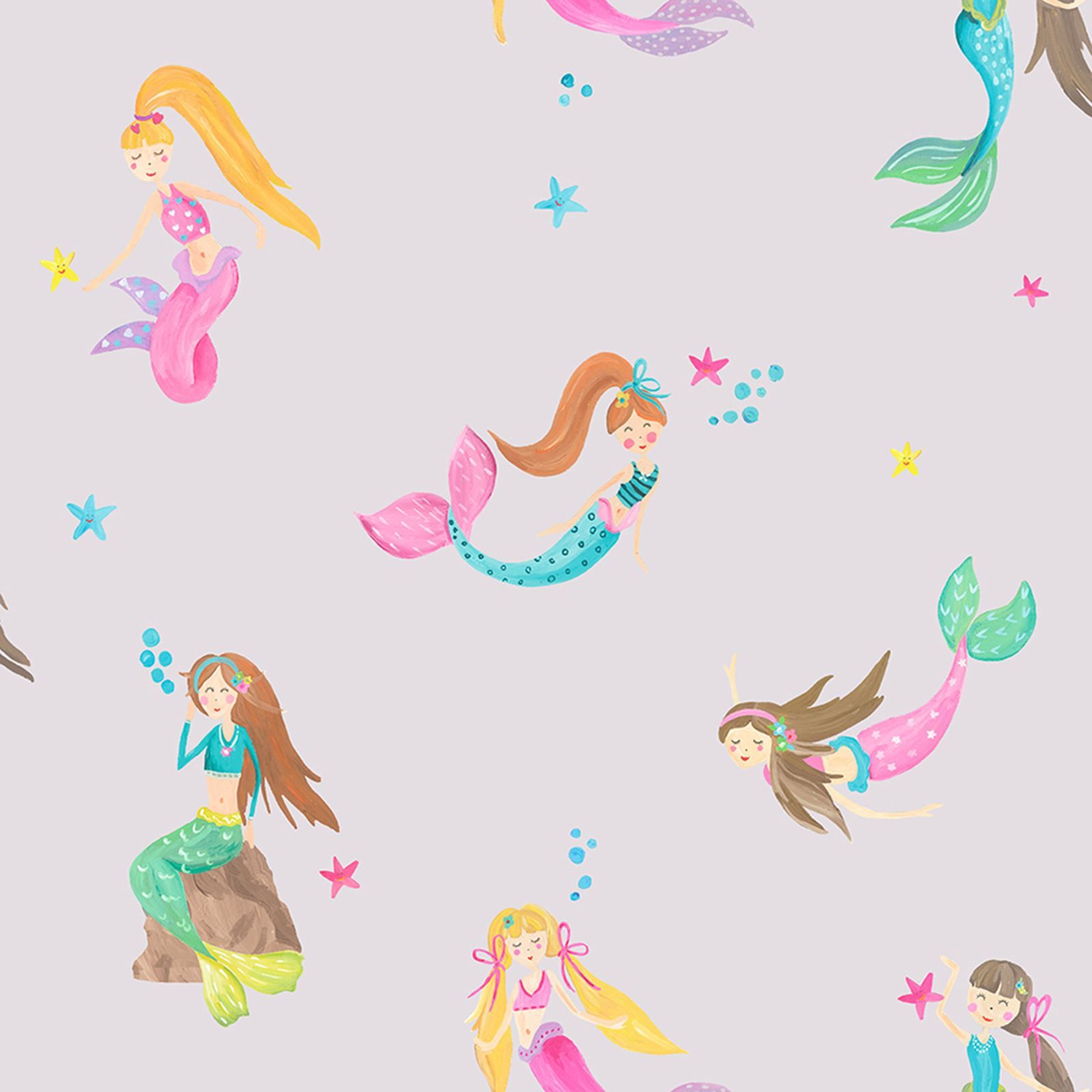 ARTHOUSE MERMAID WORLD TEAL LILAC & GLITTERATI GLITTER WALLPAPER