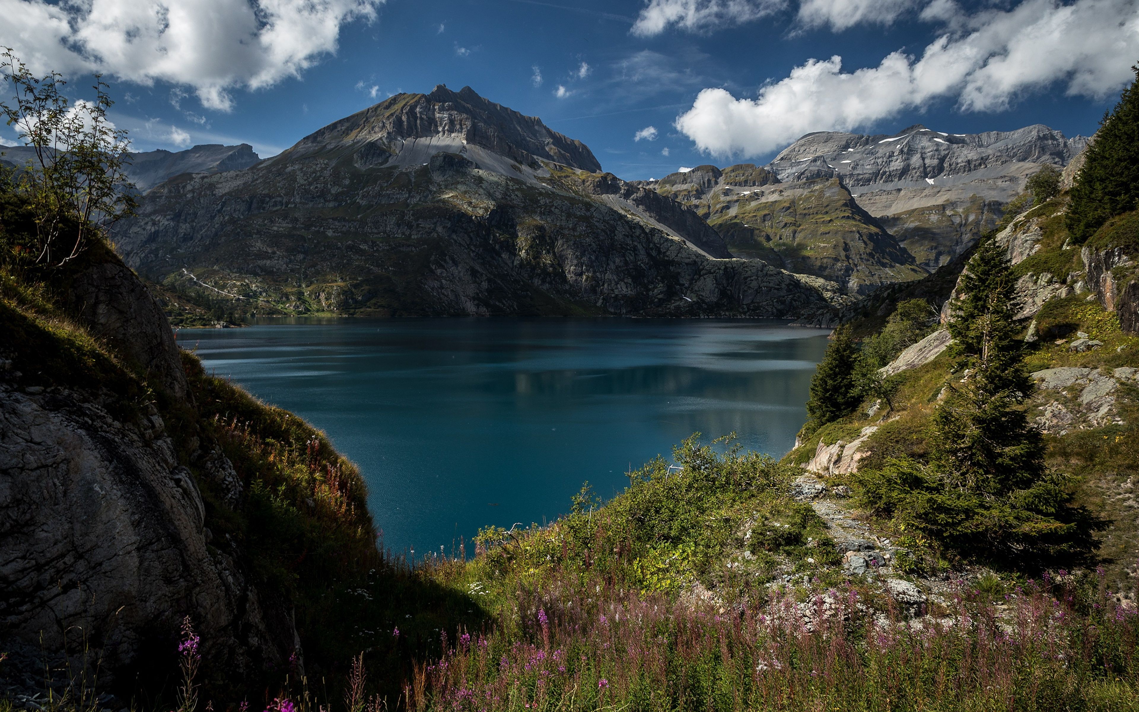 Desktop Wallpaper Alps Switzerland Nature mountain Lake 3840x2400