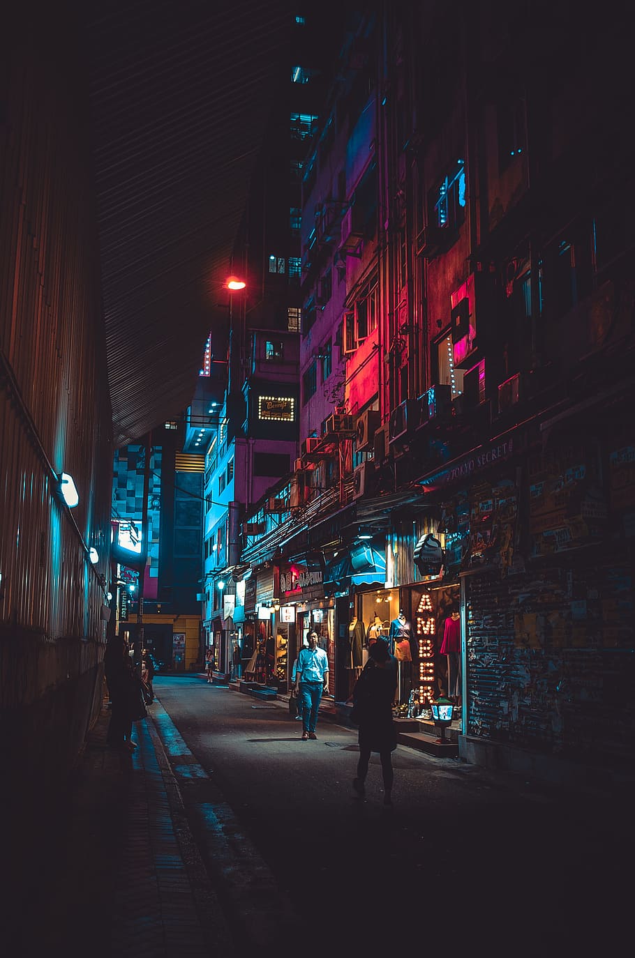 HD wallpaper: man walking on street, city, night, light, hongkong, china, travel