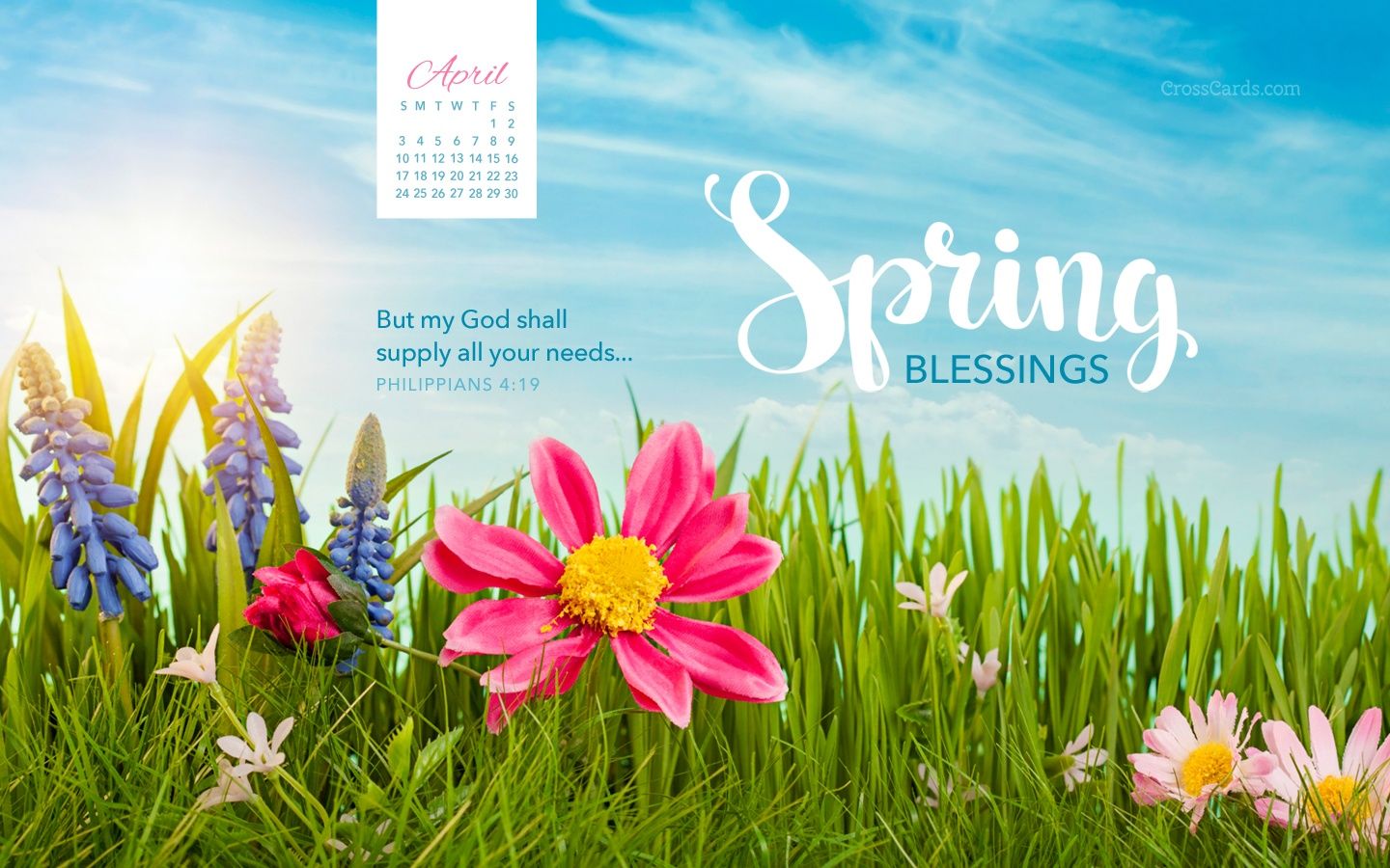 April 2016 Blessings Desktop Calendar- Free April Wallpaper