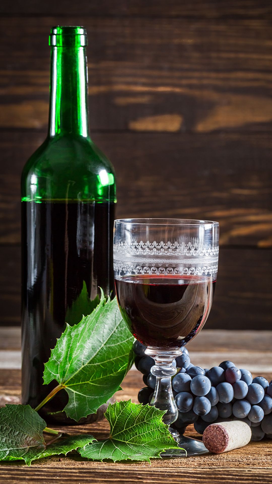 Picture Leaf Wine Grapes Food bottles Shot glass 1080x1920