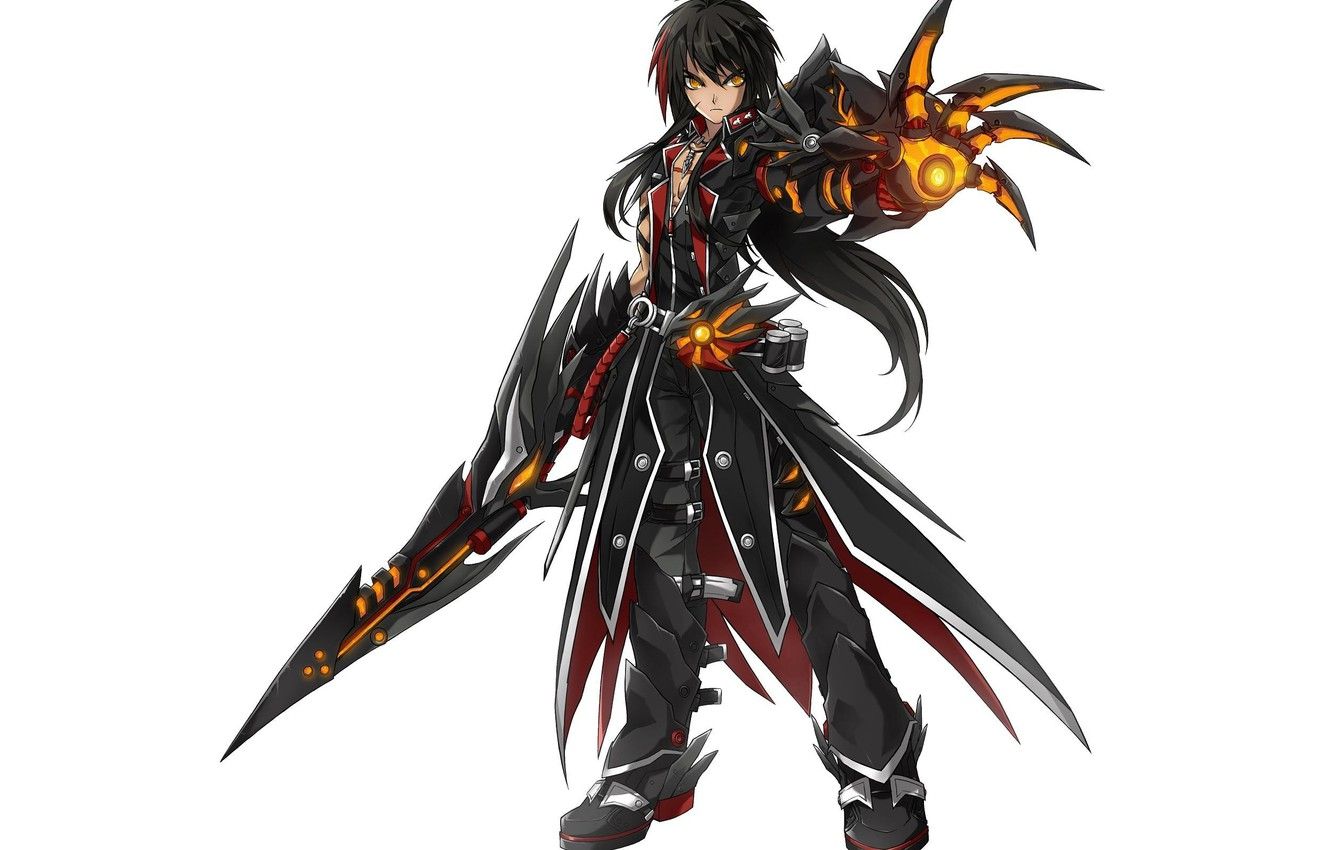 Wallpaper sword, long hair, weapon, anime, power, boy, hybrid