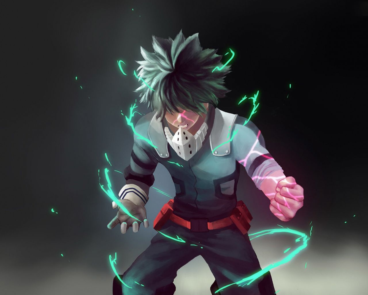 Download Artwork, power, anime boy, Izuku Midoriya, anime