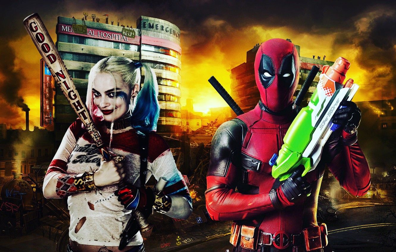 Wallpaper marvel, deadpool, dc comics, harley quinn image