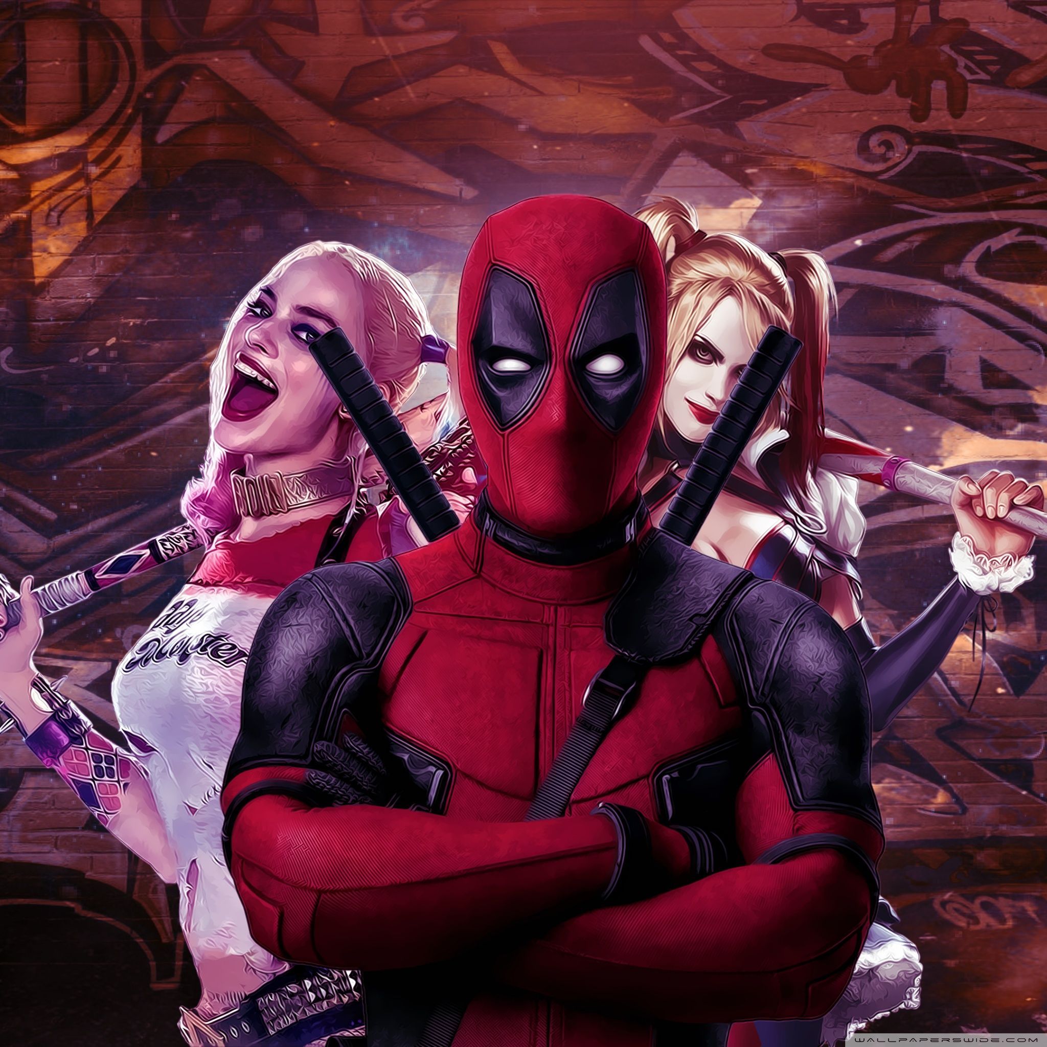 Deadpool and Harley Quinn Ultra HD Desktop Background Wallpaper