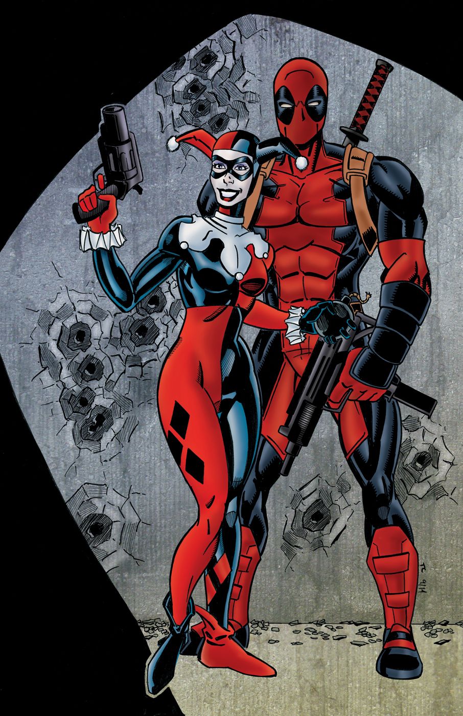 Free download Harley Quinn and Deadpool colored