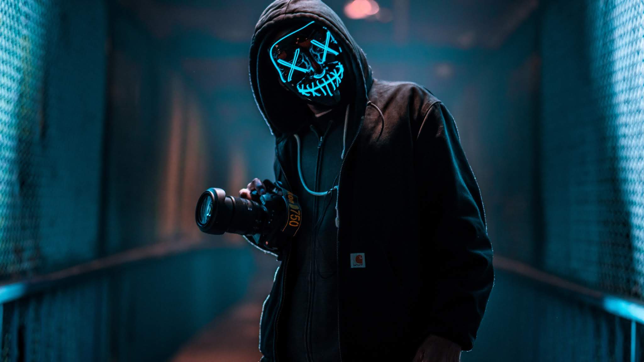 Mask Man Neon Wallpaper