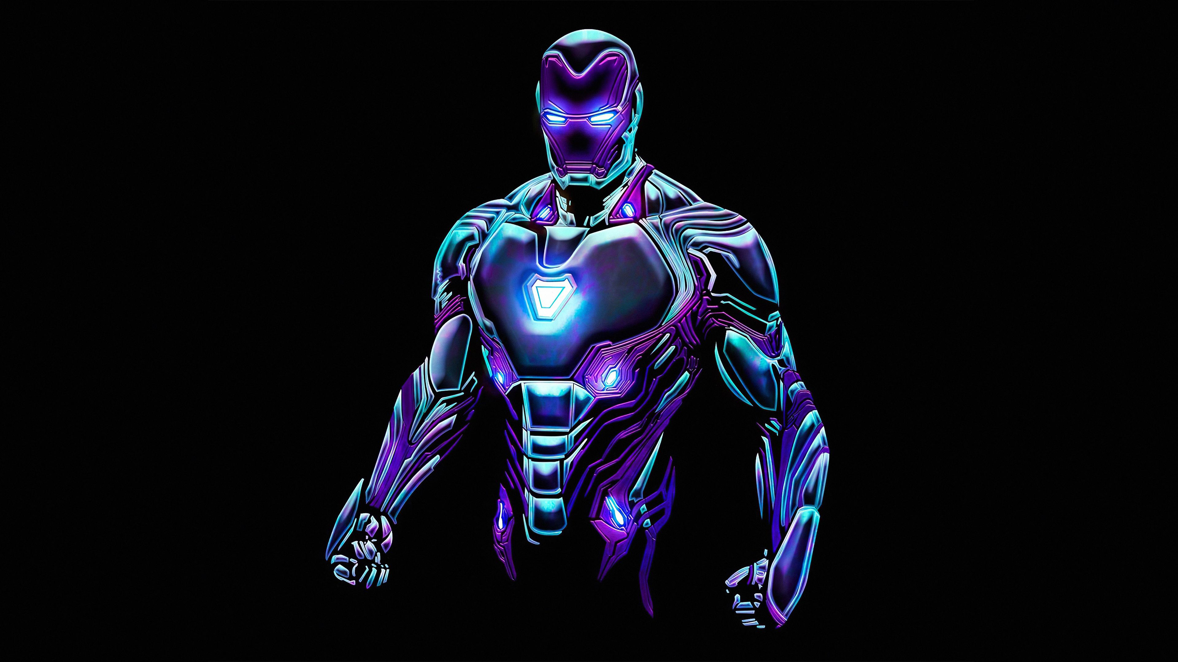 Wallpaper 4k Neon Iron Man Fan art 4k .pixel4k.com
