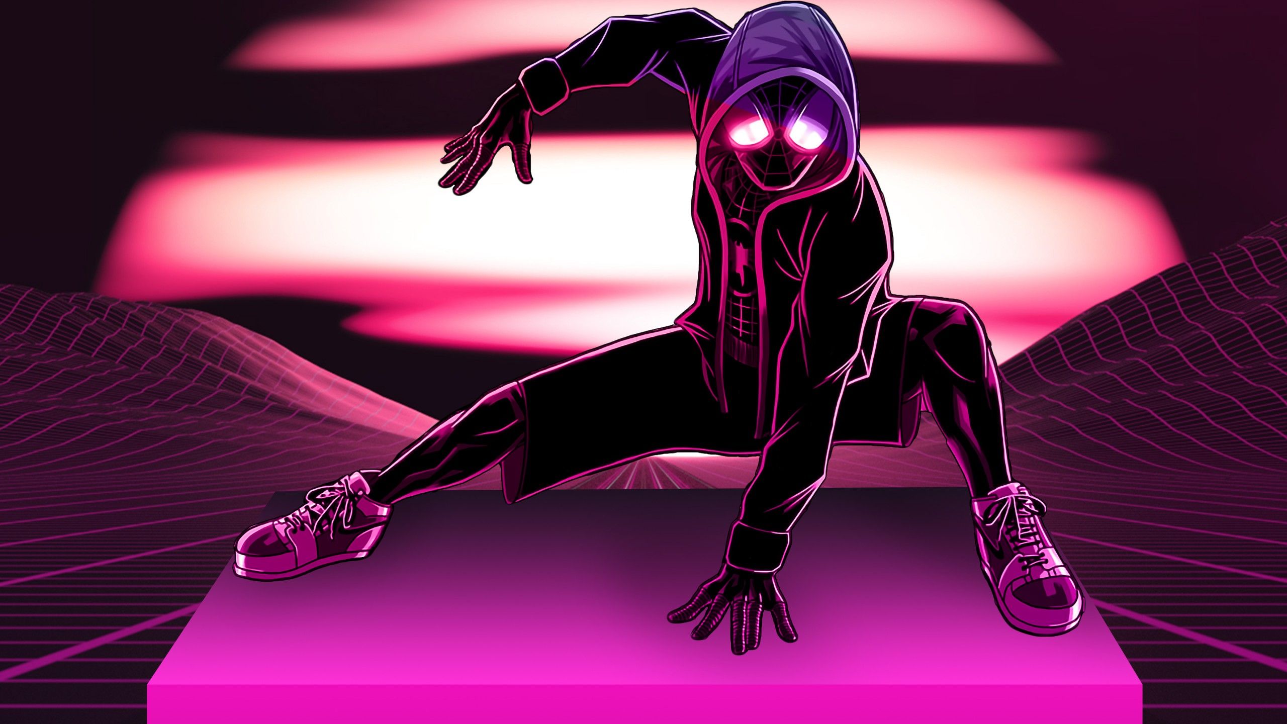 Wallpaper Miles Morales, Spider Man: Into The Spider Verse, Neon