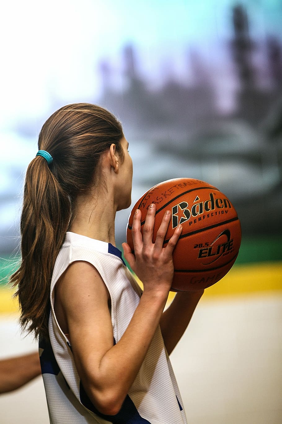 HD wallpaper: woman holding basketball, girls basketball, female