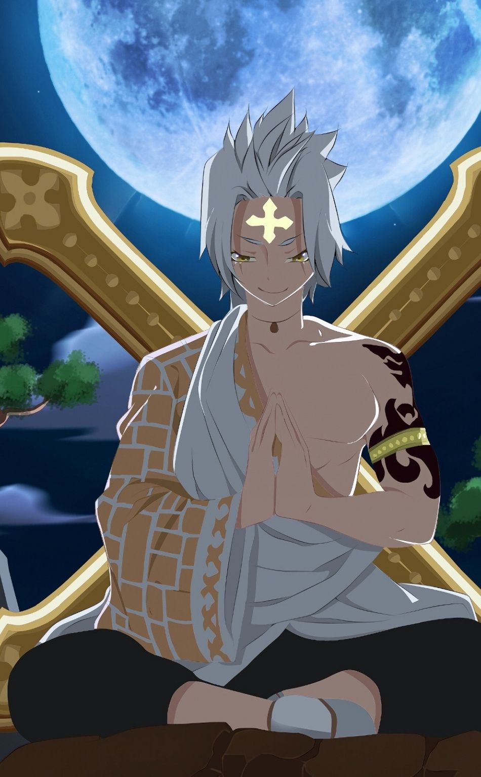 Download 950x1534 wallpaper zeref dragneel, fairy tail, meditation