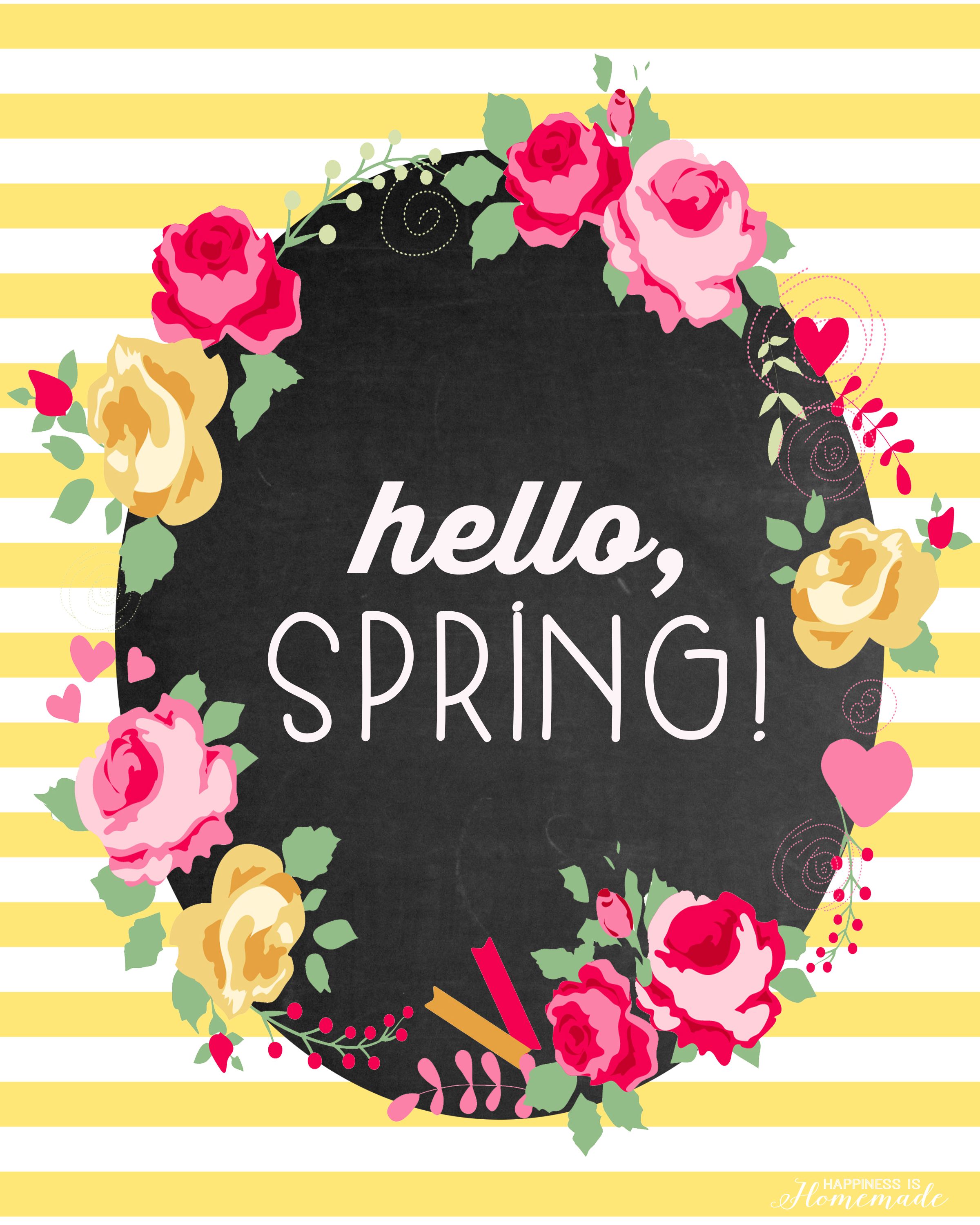 This cute floral and chalkboard Hello, Spring! printable is a