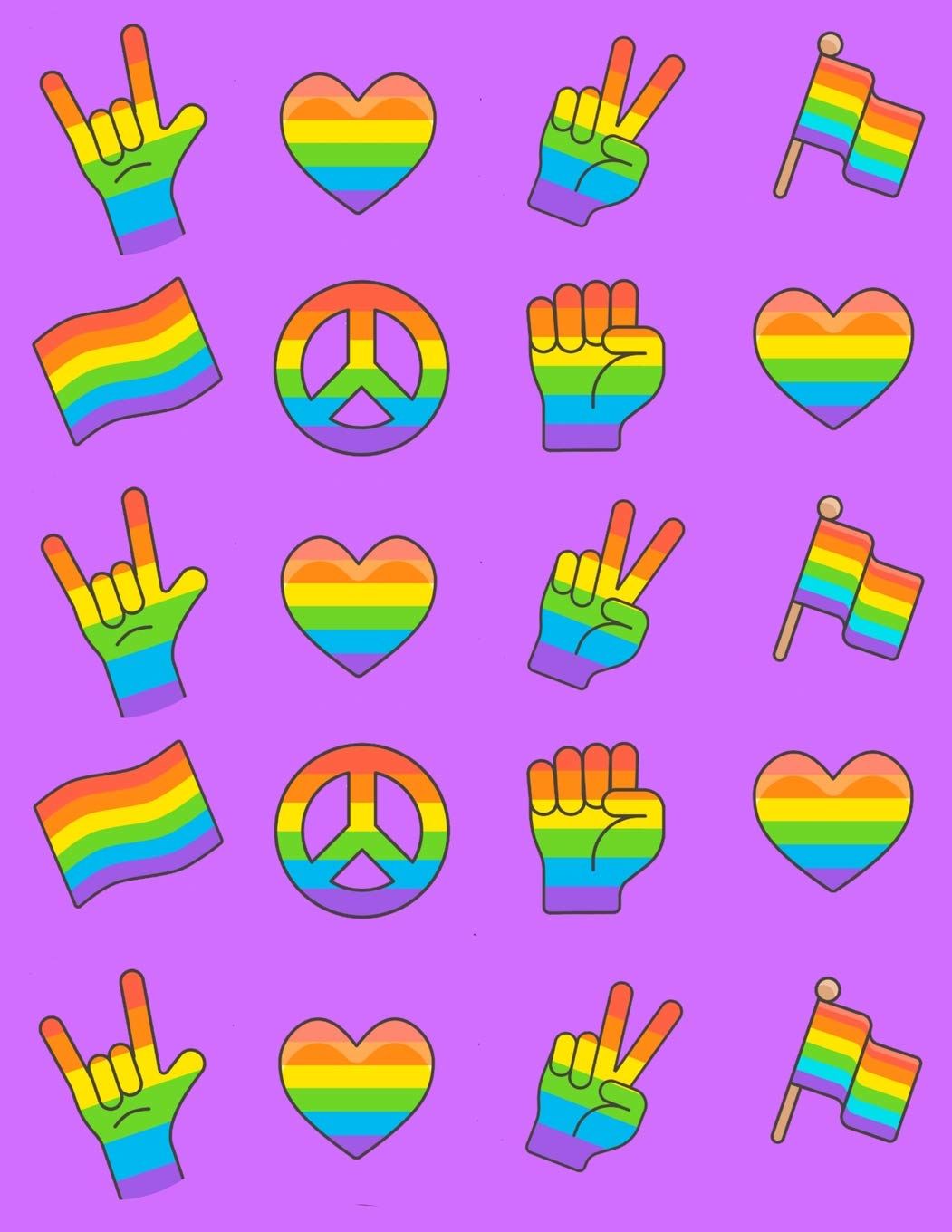 LGBT Rainbow Notebook: Purple LGBTQ Pride Rainbow Symbols Notebook
