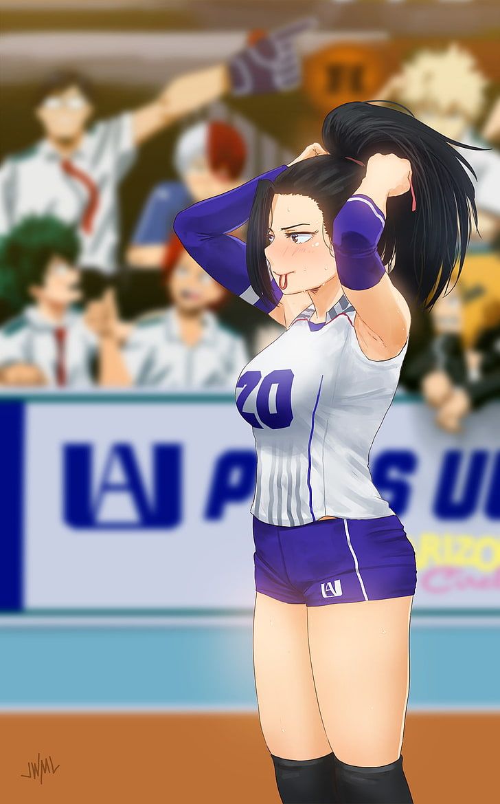 HD wallpaper: Boku no Hero Academia, Momo Yaoyorozu, volleyball, anime girls