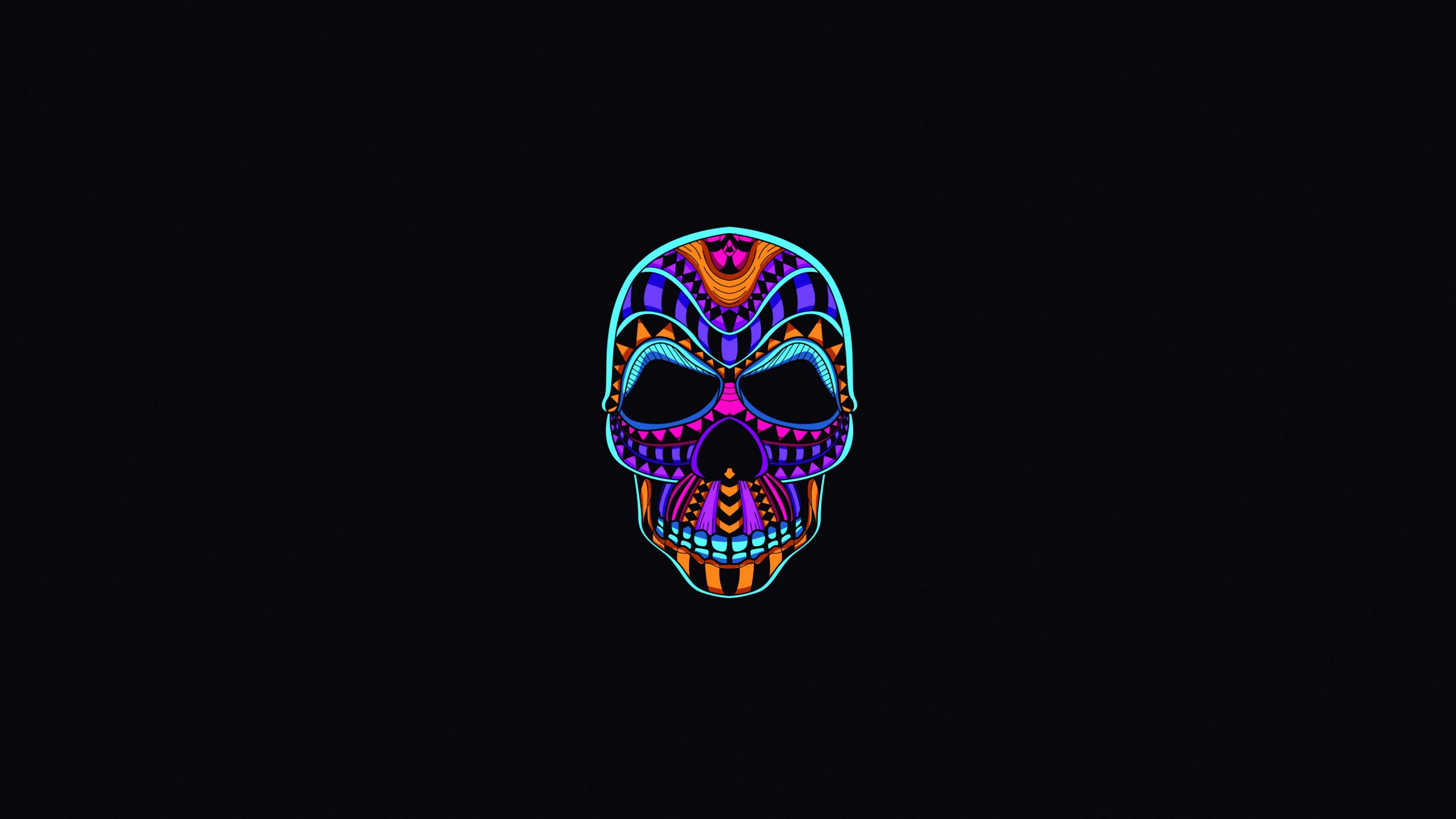 2560x1440 Neon Color Minimalist Skull 1440P Resolution Wallpapers