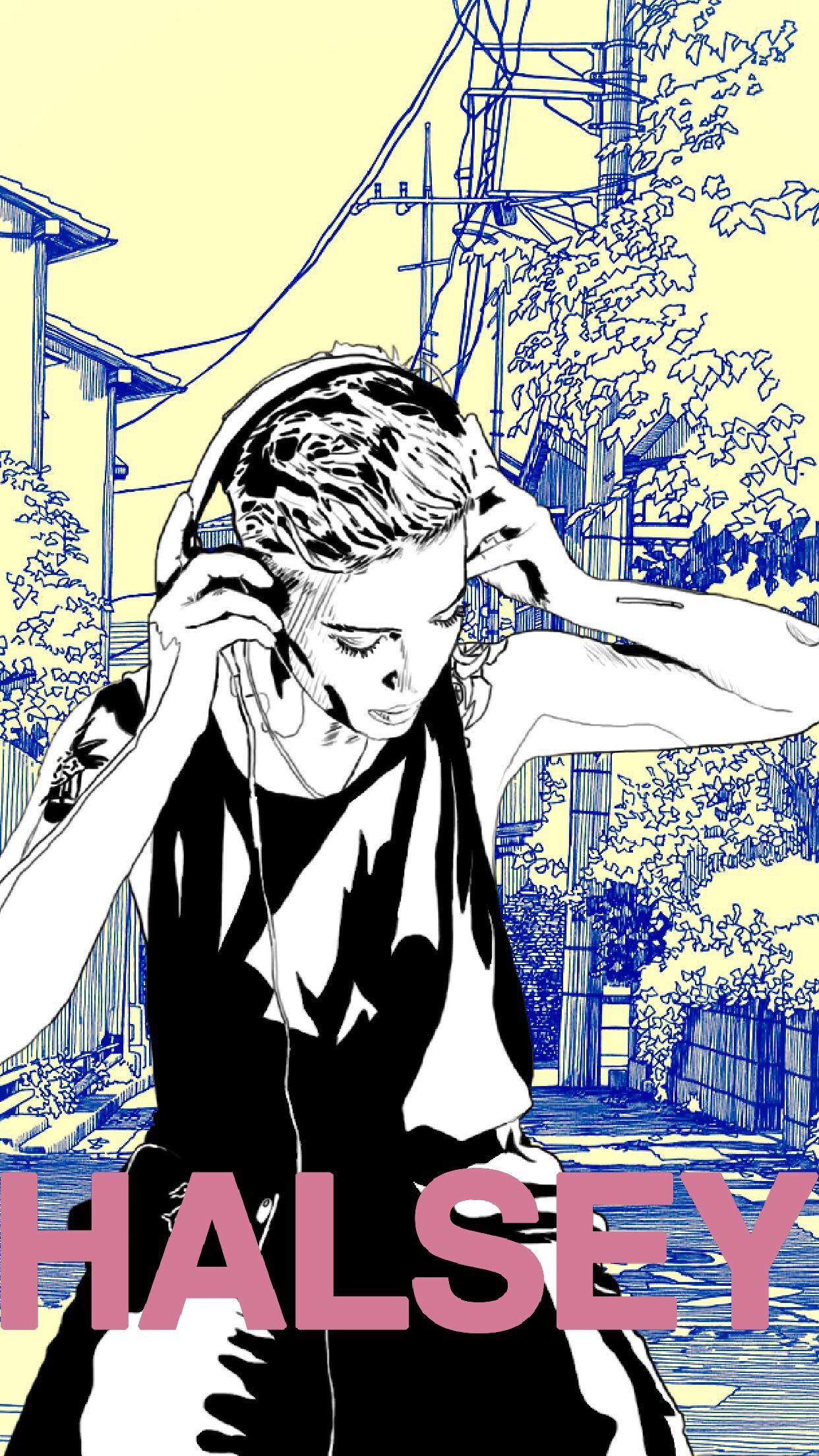 Halsey LockScreen Wallpaper I made with image I found online