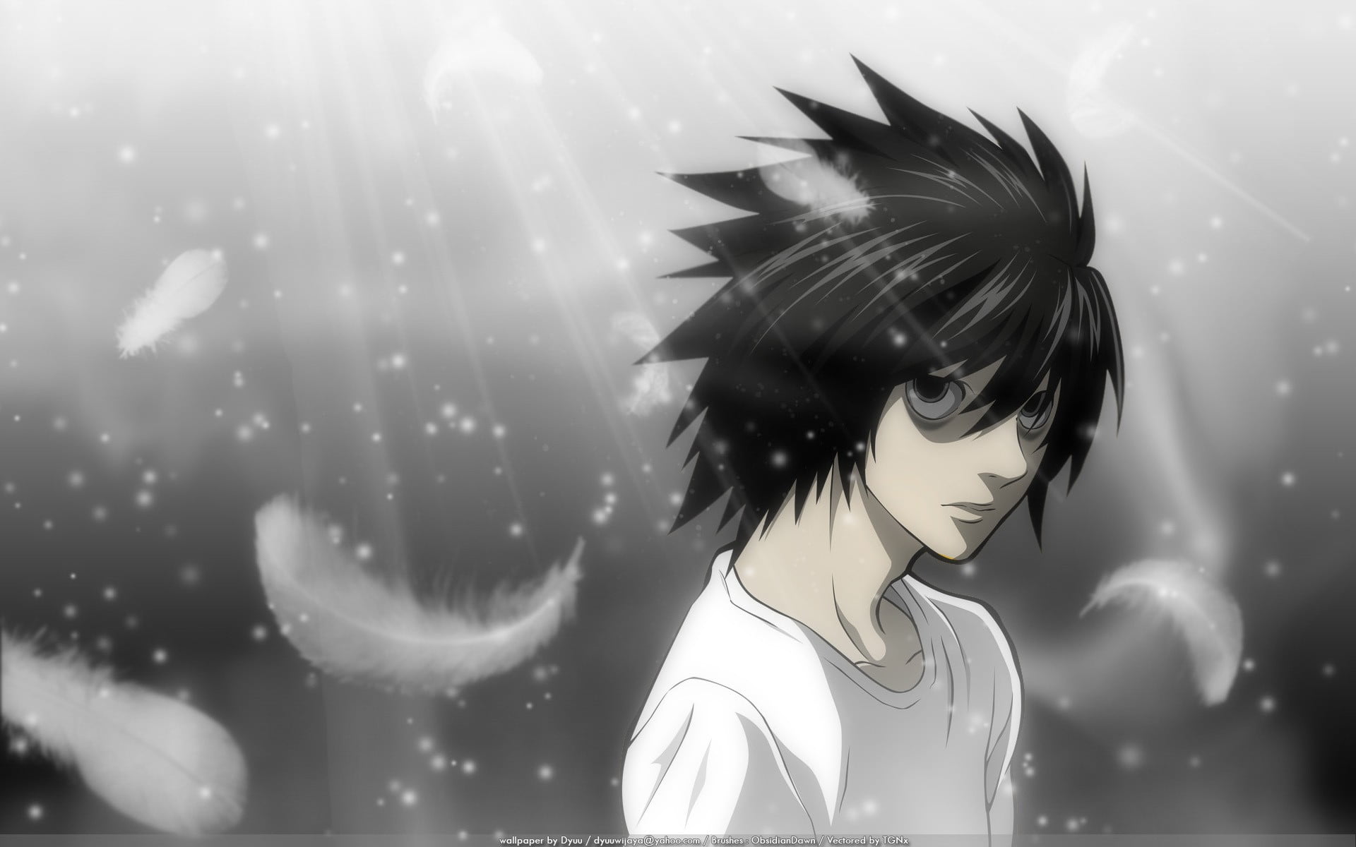 Male anime character digital wallpaper, anime, Death Note, Lawliet