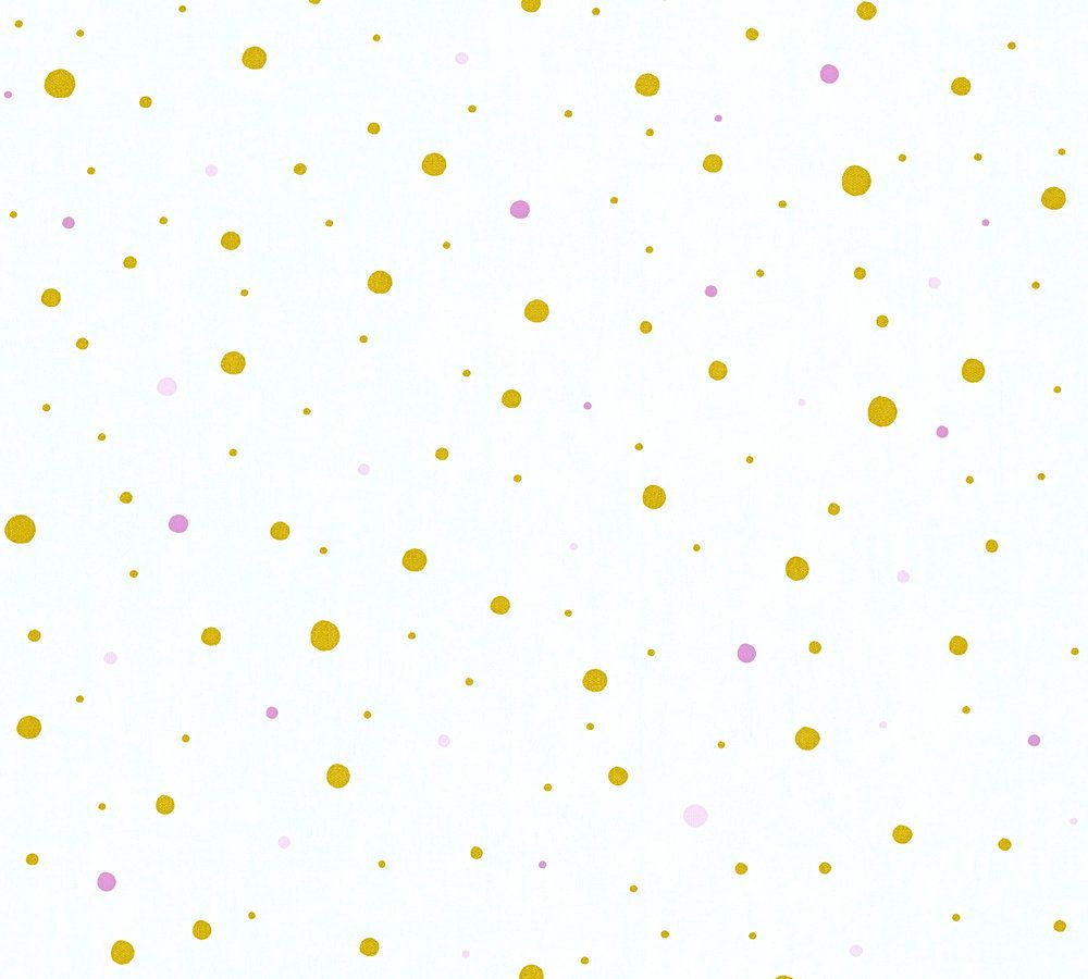 Wallpaper Kids Dots Points White Gold Metallic 35839 2