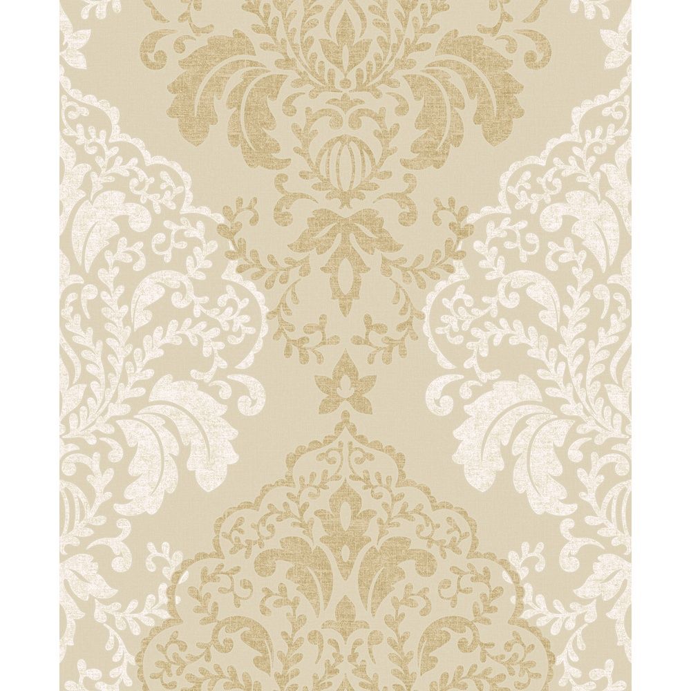 Textured Damask Wallpaper Group And Gold Damask