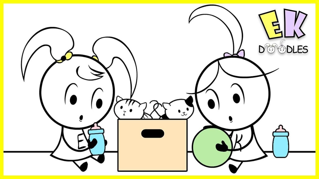 Emma & Kate Surprise Cats Presents Doodles Funny Cartoon