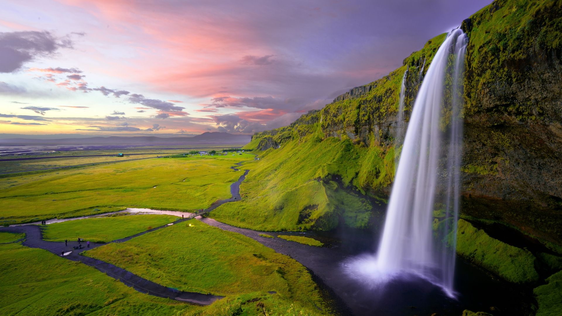 Download wallpaper 1920x1080 waterfall, seljalandsfoss, iceland