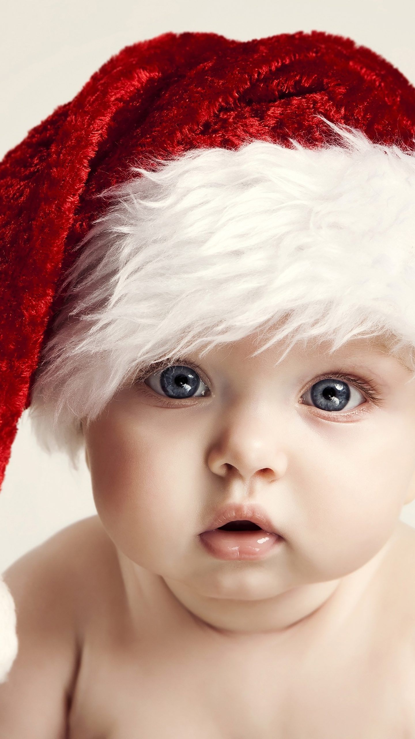 Cute Baby Kid Child Christmas Red Hat 4K Wallpaper