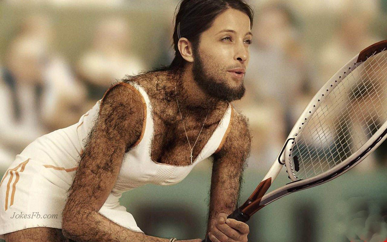 Hairy Tennis Player Girl. Girl humor, Funny picture, Funny image