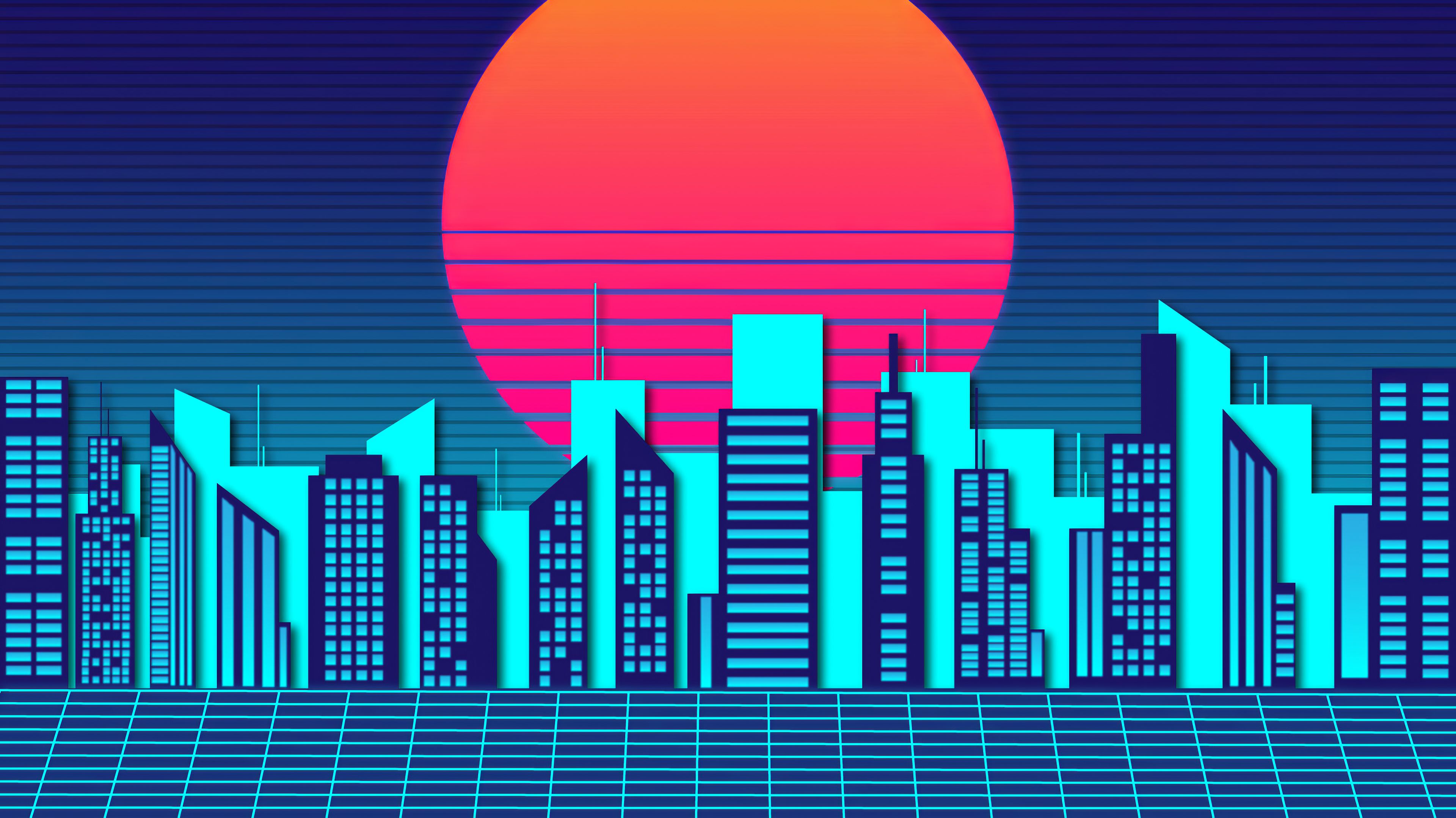 Retro City Wave 4k, HD Artist, 4k Wallpaper, Image, Background