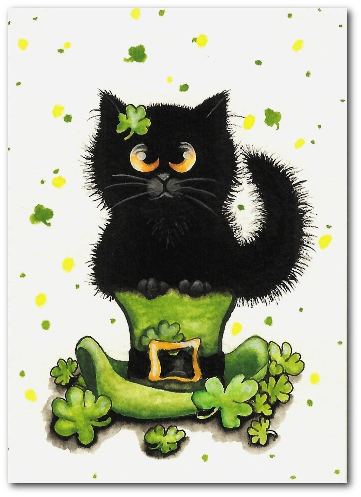 Happy St Patricks Day by AmyLyn Bihrle. Black cat art, Black cat