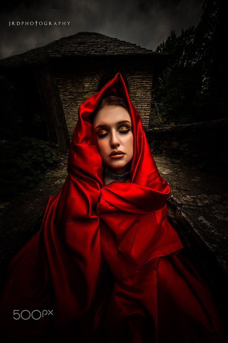 HD wallpaper: women, red dress, fantasy girl, JRD Photography