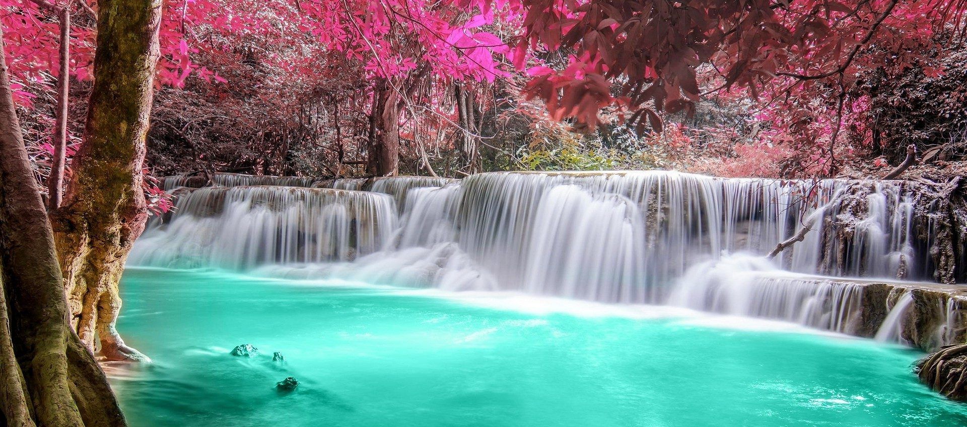Cropped Colorful Waterfall Wallpaper Mobile Tropical