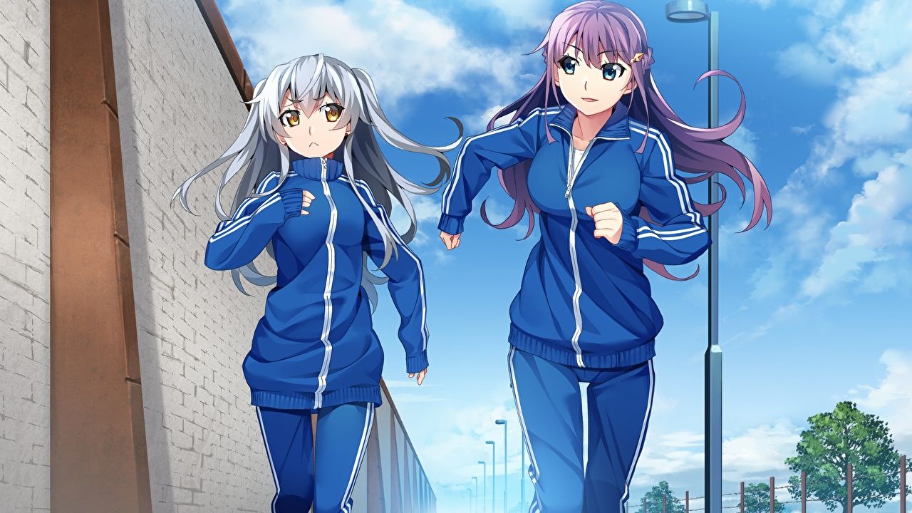 Desktop Wallpaper Grisaia: Phantom Trigger Running Two Girls Anime